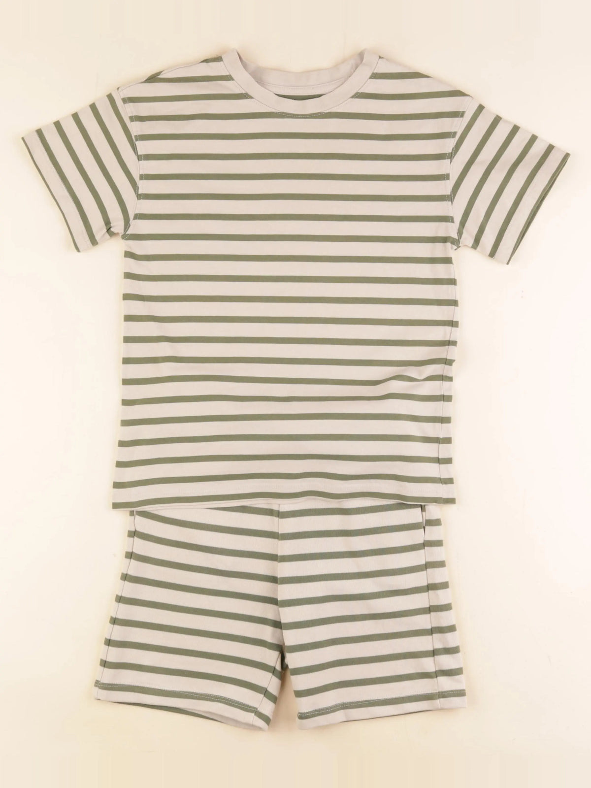 H&M - ensemble beige, vert - 7/8 ans