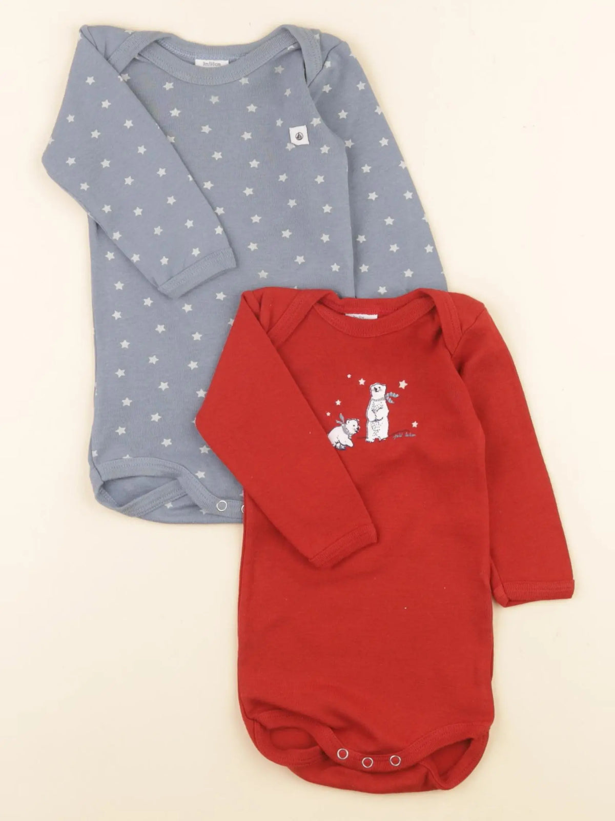 Petit Bateau - lot de 2 bodies en coton multicolore - 3 mois