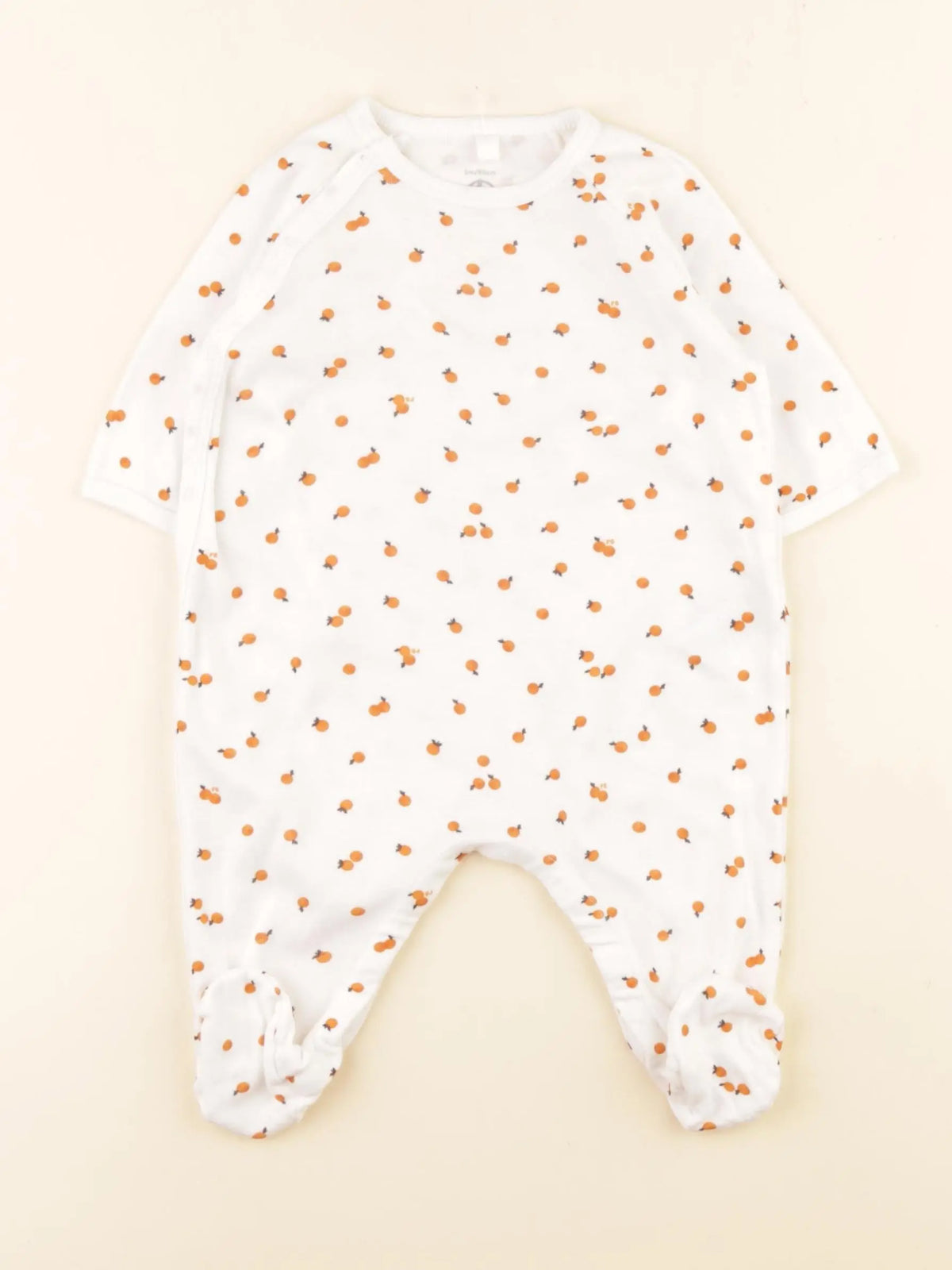 Petit Bateau - pyjama coton blanc, orange - 3 mois