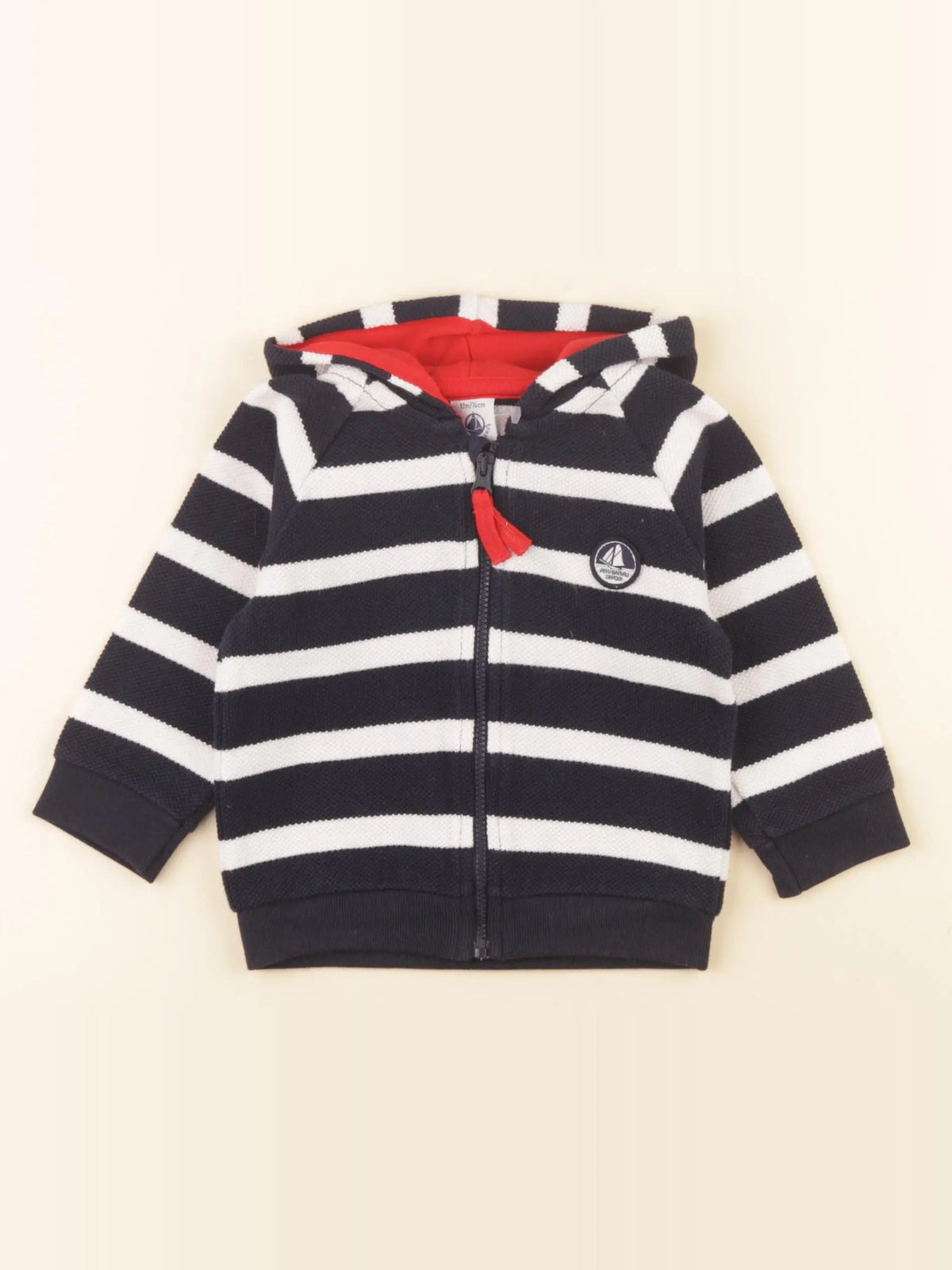 Petit Bateau - gilet bleu, blanc - 12 mois
