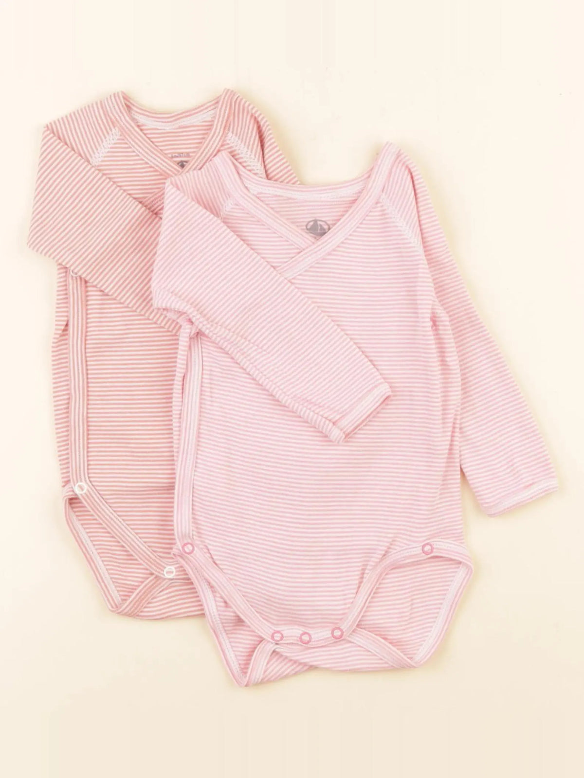 Petit Bateau - lot de 2 bodies en coton rose - 6 mois