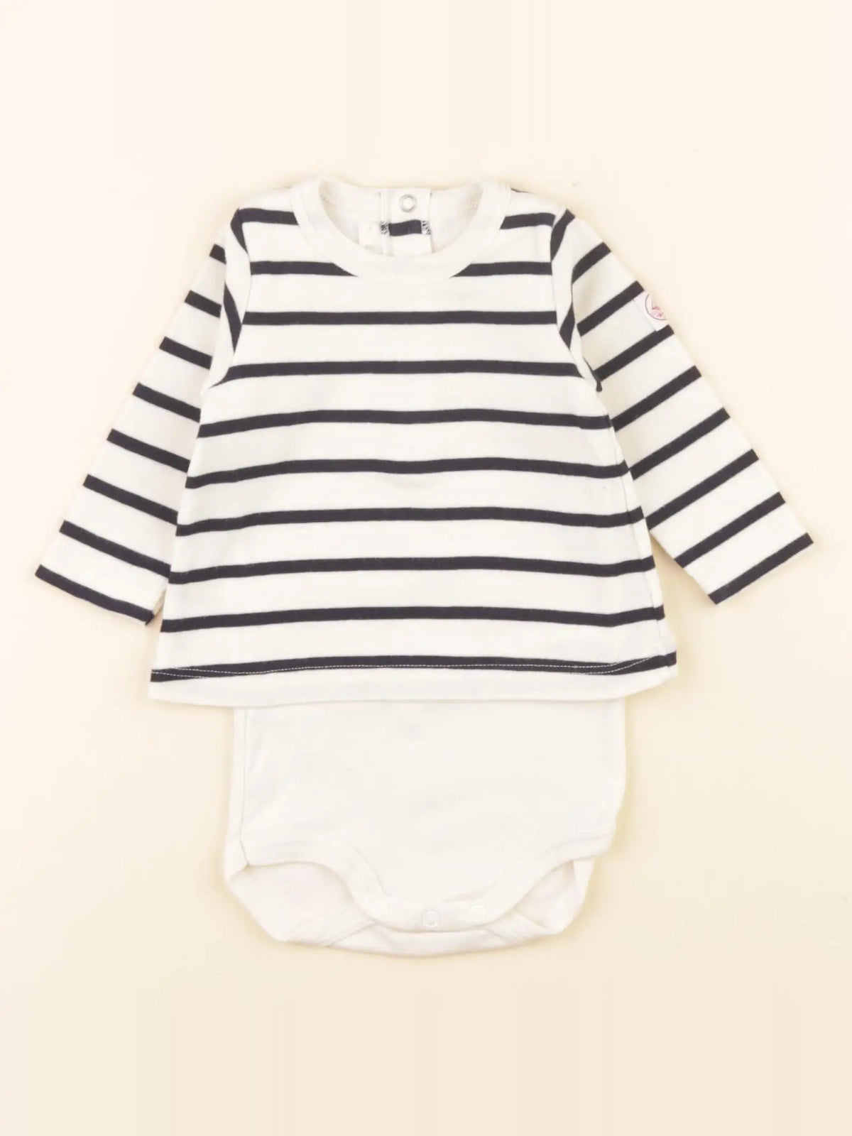 Petit Bateau - body tee-shirt blanc, bleu - 3 mois