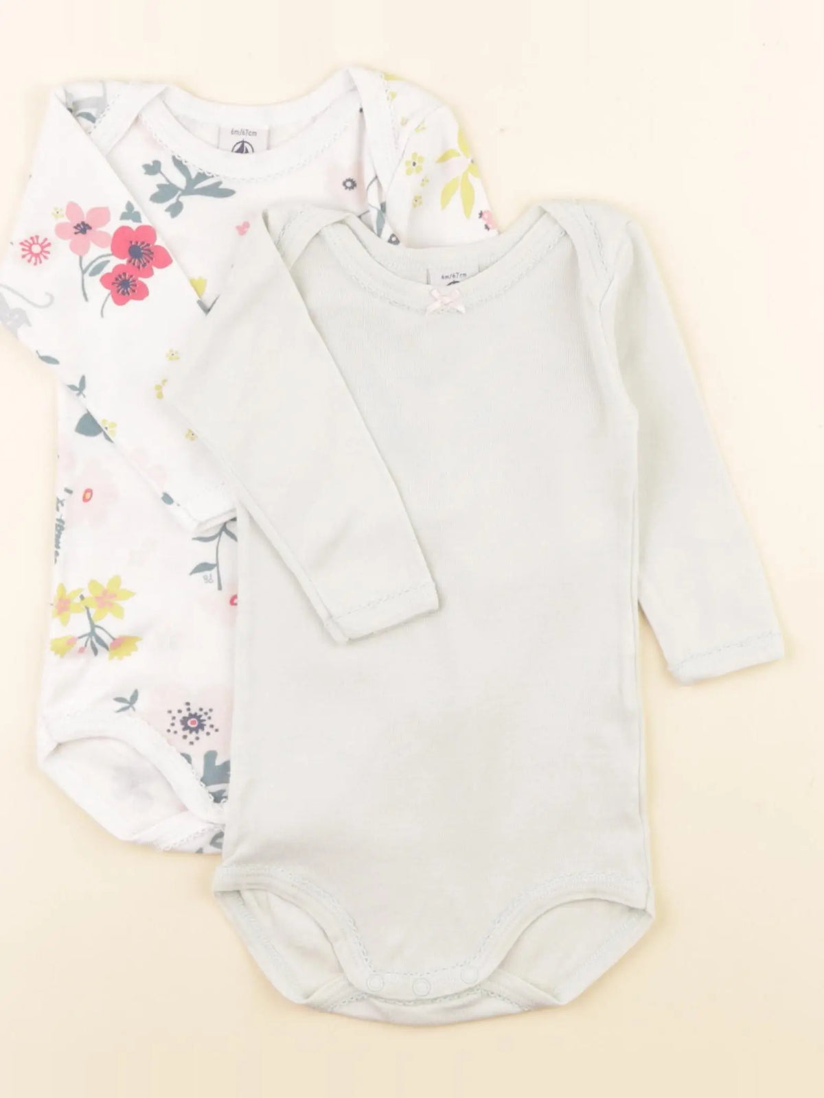 Petit Bateau - lot de 2 bodies en coton multicolore - 6 mois