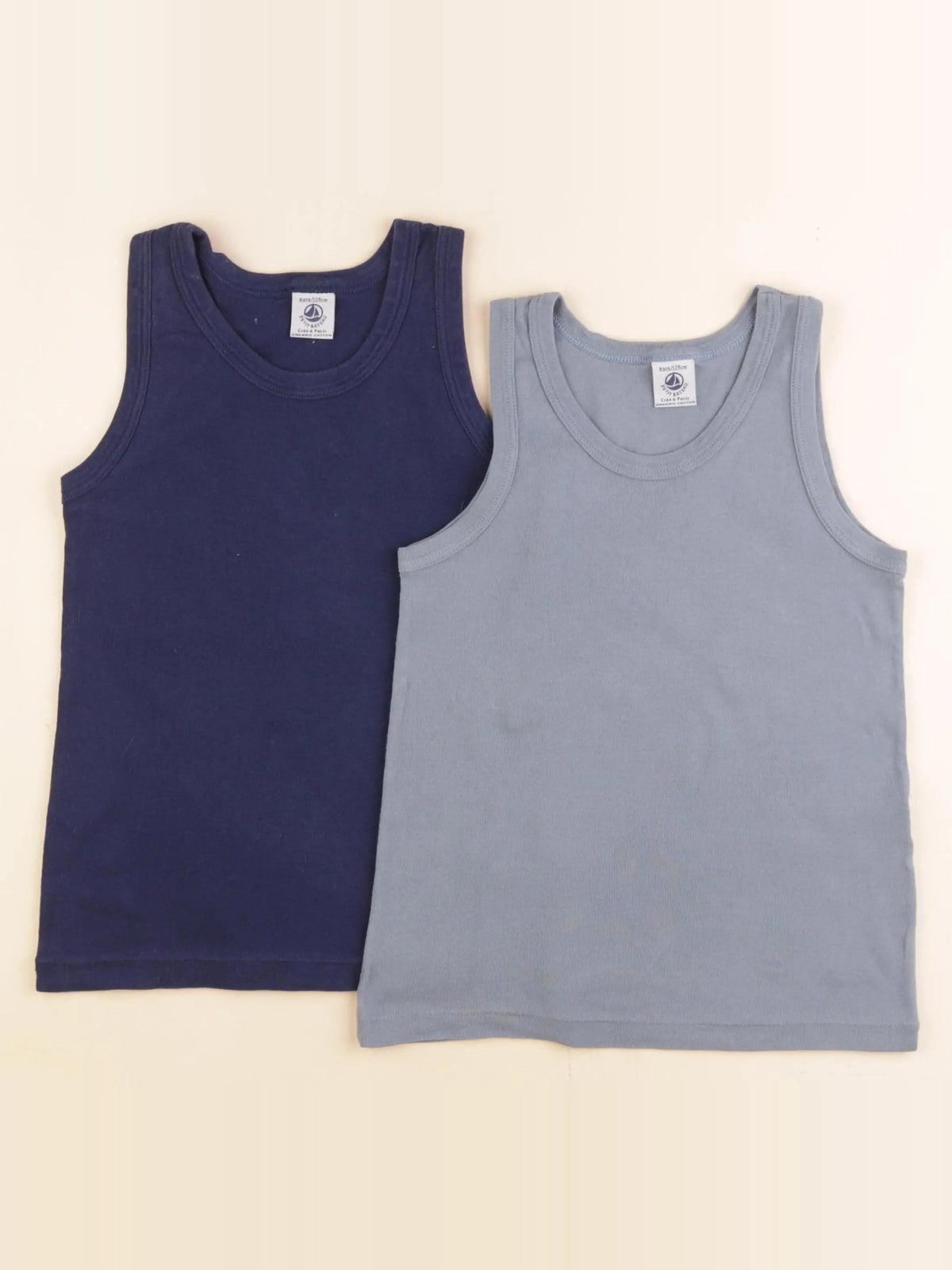 Petit Bateau - lot de 2 débardeurs bleu - 8 ans