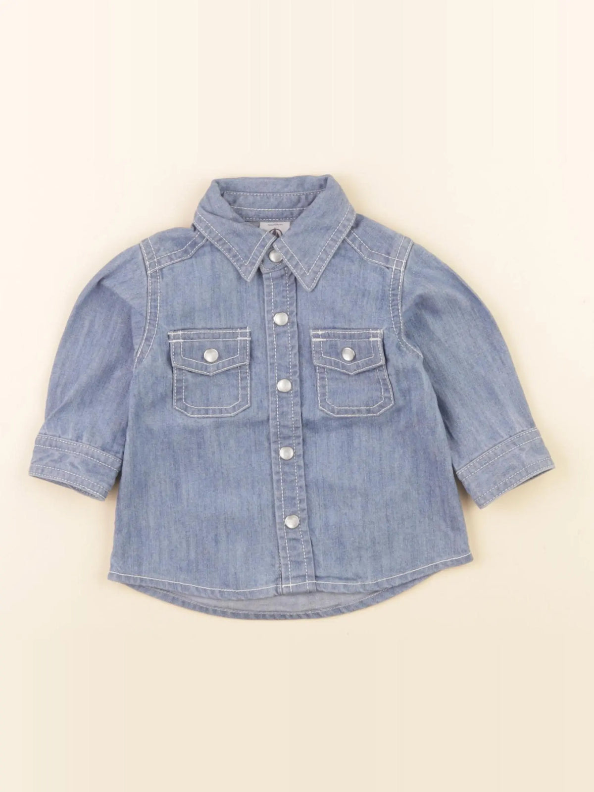 Petit Bateau - chemise bleu - 3 mois