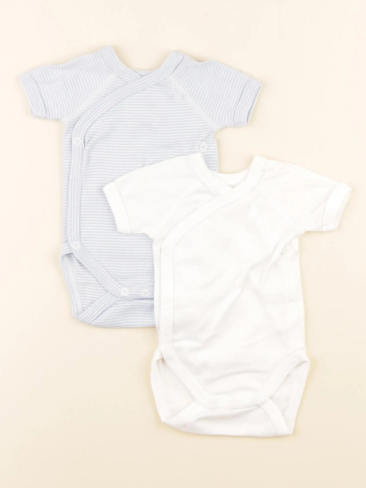 Petit Bateau - lot de 2 bodies en coton blanc, bleu - 0 mois