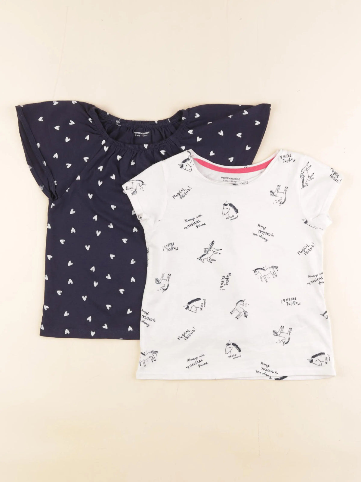 Vertbaudet - lot de 2 tee-shirts blanc, bleu - 5 ans
