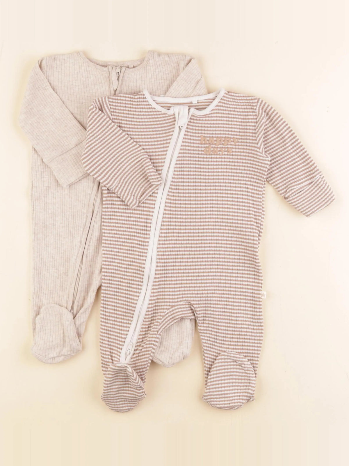 Next - lot de 2 pyjamas coton marron, beige - 3 mois