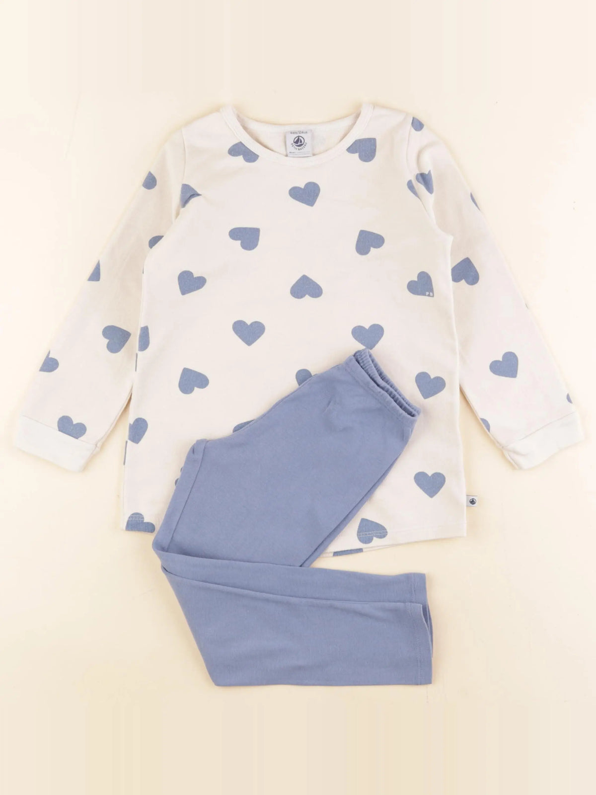 Petit Bateau - pyjama coton blanc, bleu - 4 ans