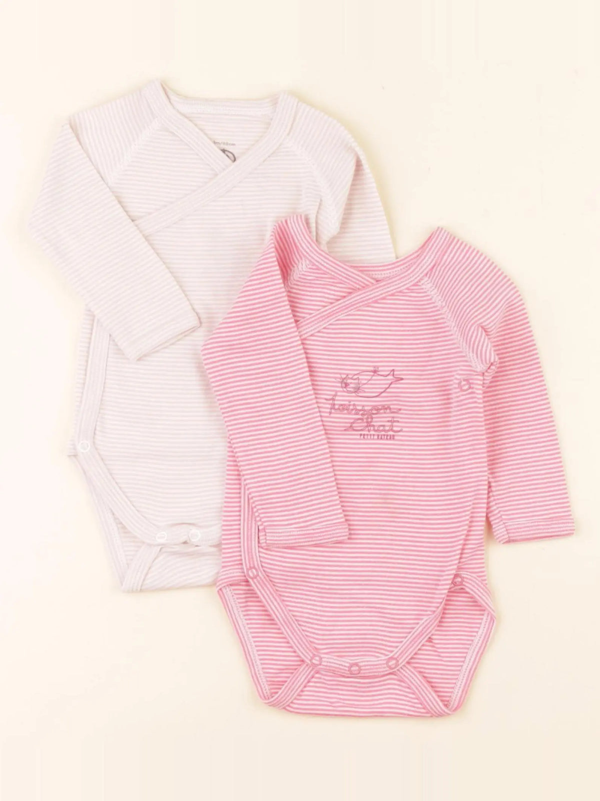 Petit Bateau - lot de 2 bodies en coton rose - 3 mois