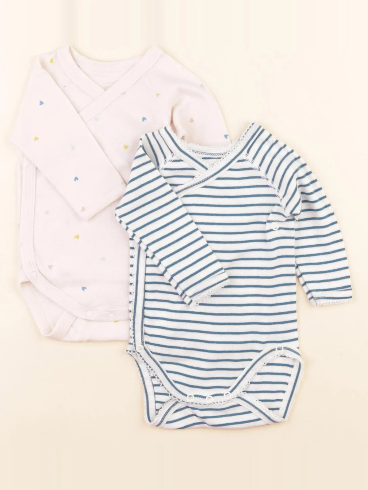 Petit Bateau - lot de 2 bodies en coton bleu, rose - 1 mois