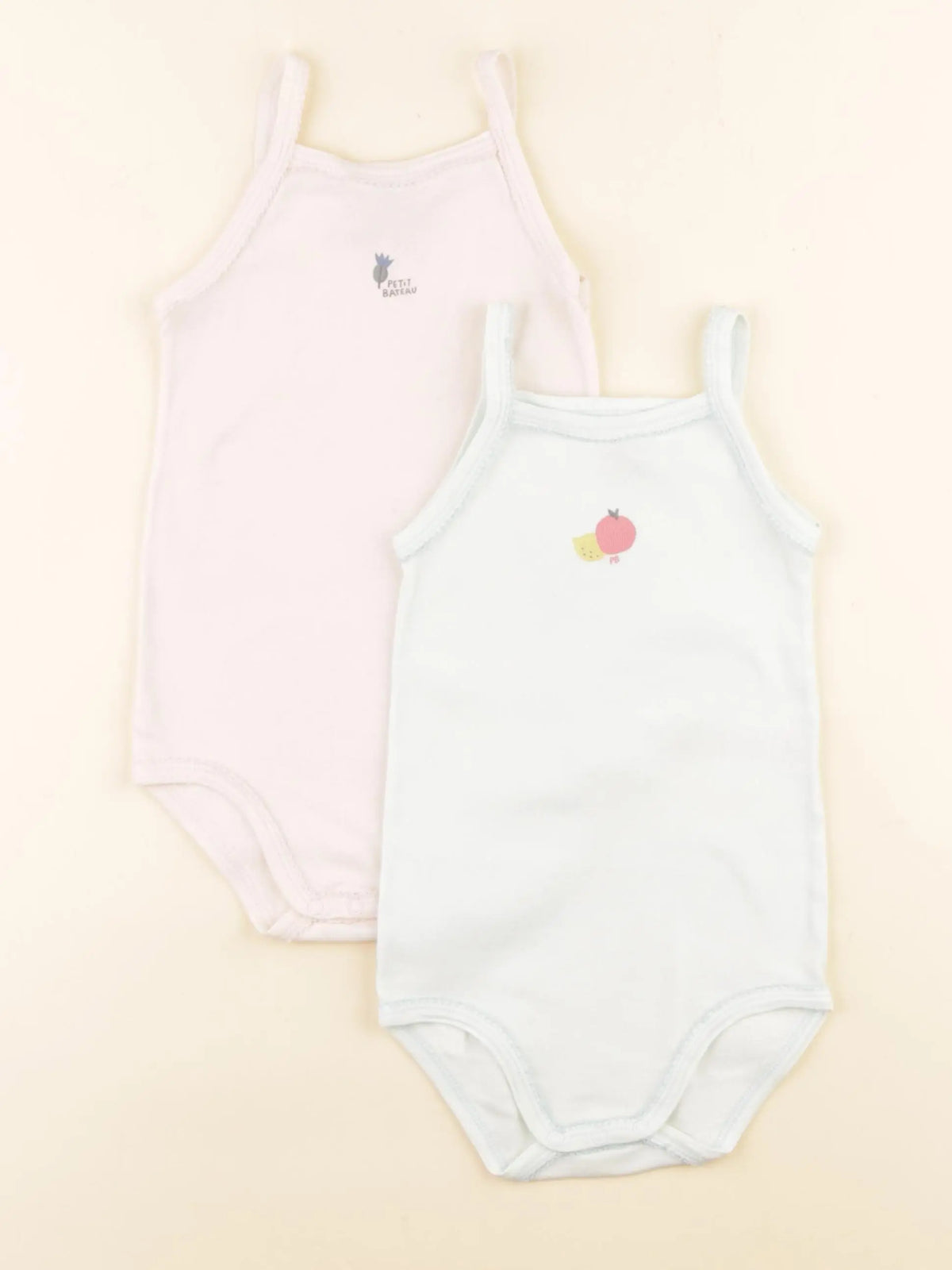 Petit Bateau - lot de 2 bodies en coton vert, beige - 24 mois