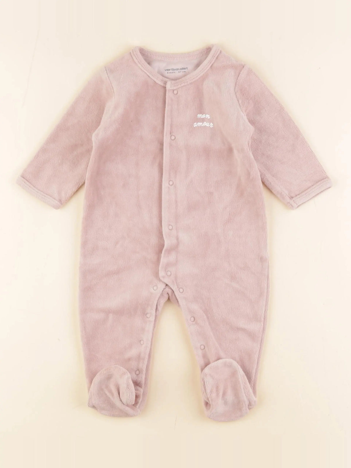 Vertbaudet - pyjama velours rose - 6 mois
