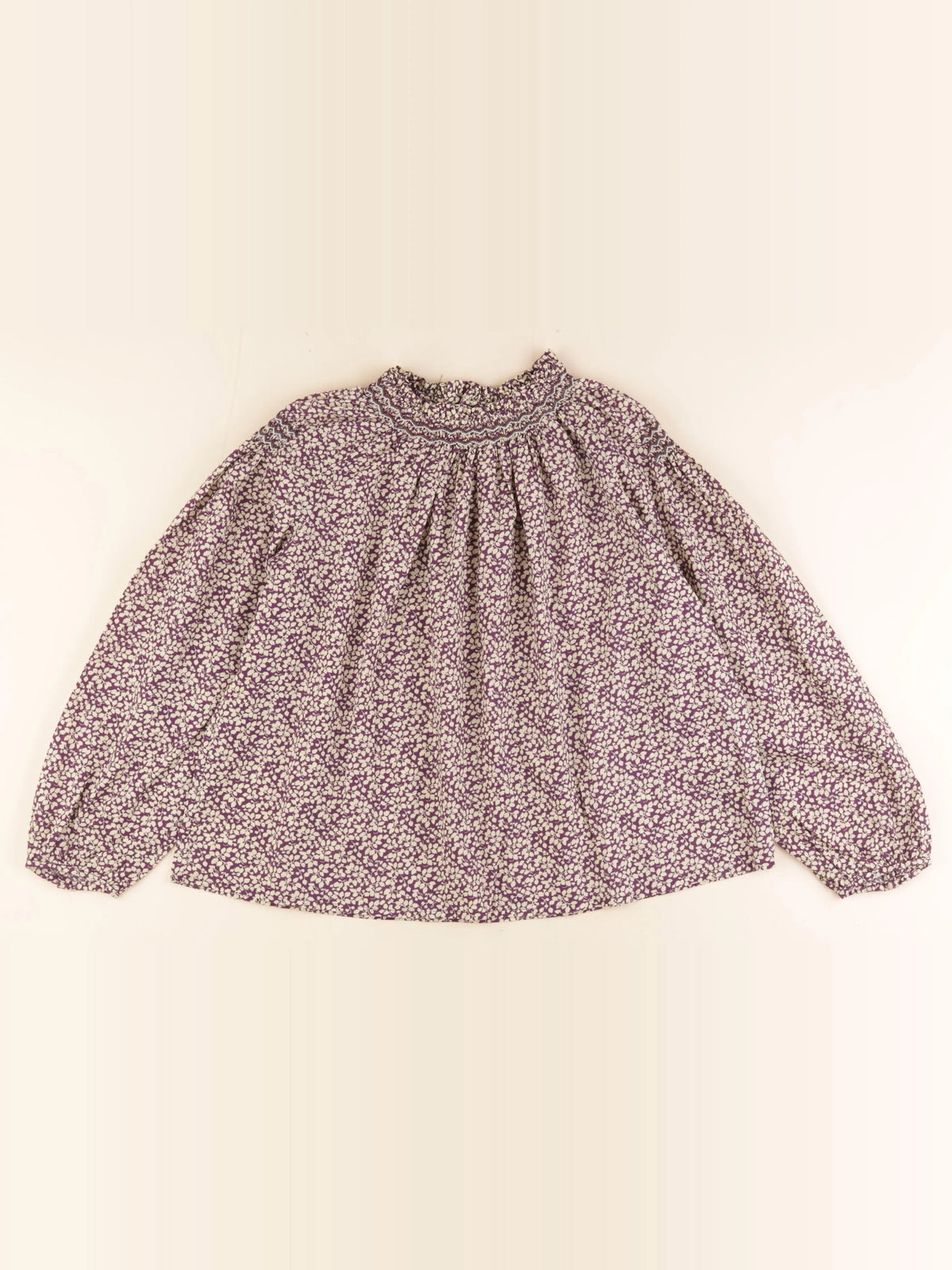Bonpoint - blouse beige, violet - 12 ans