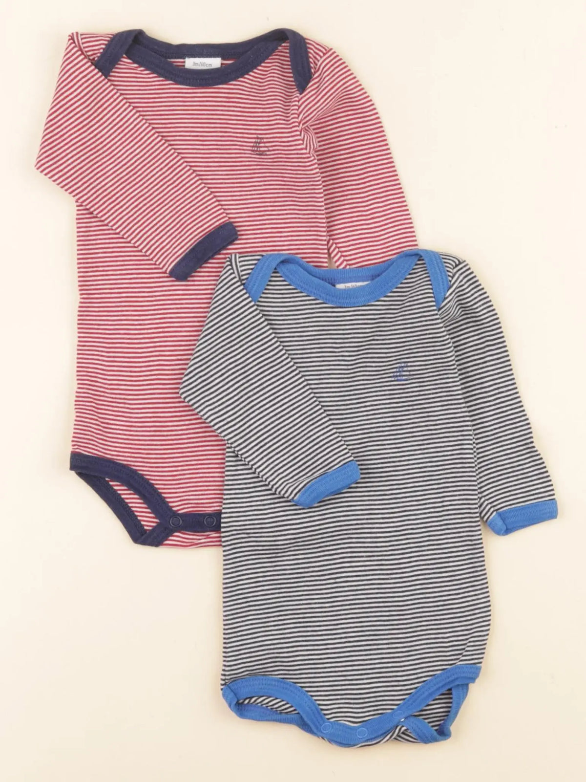 Petit Bateau - lot de 2 bodies en coton rouge - 3 mois