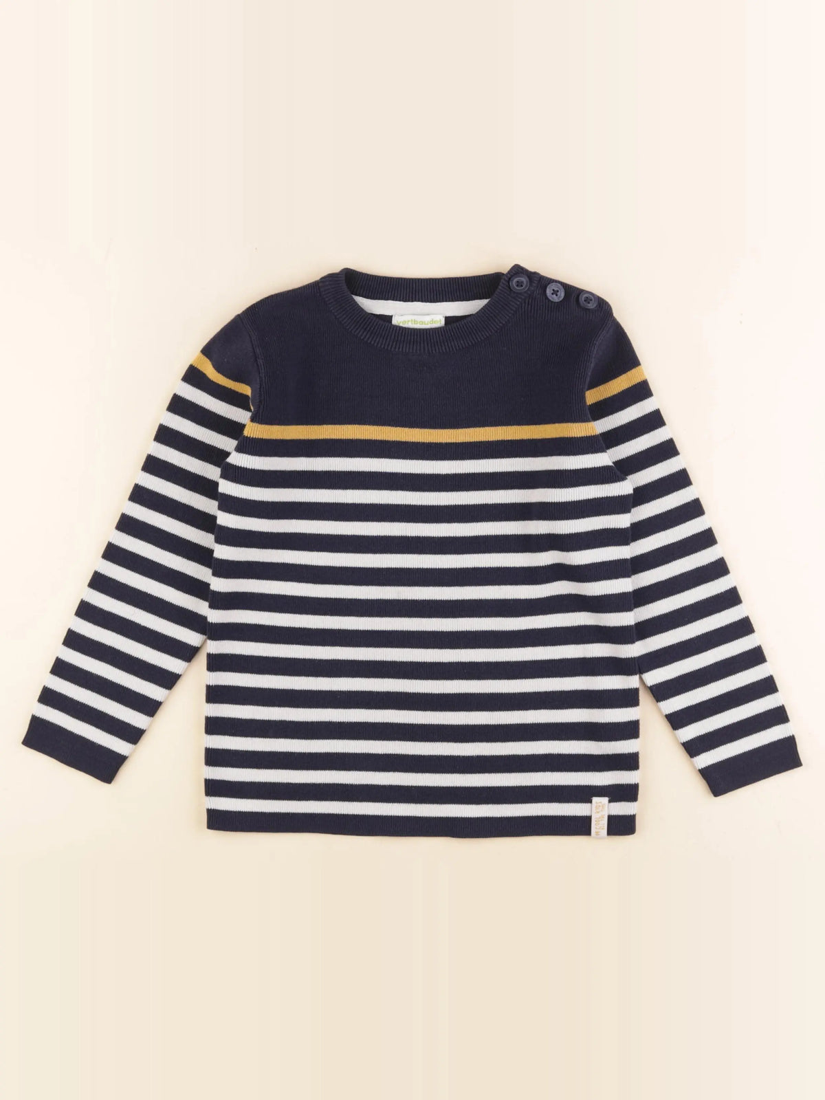 Vertbaudet - pull blanc, bleu - 6 ans