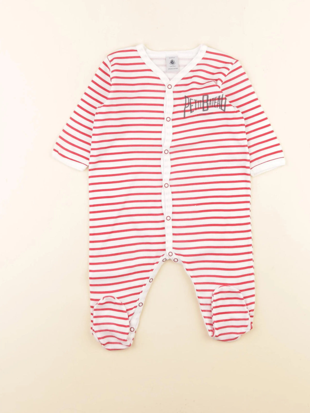 Petit Bateau - pyjama coton rouge - 6 mois