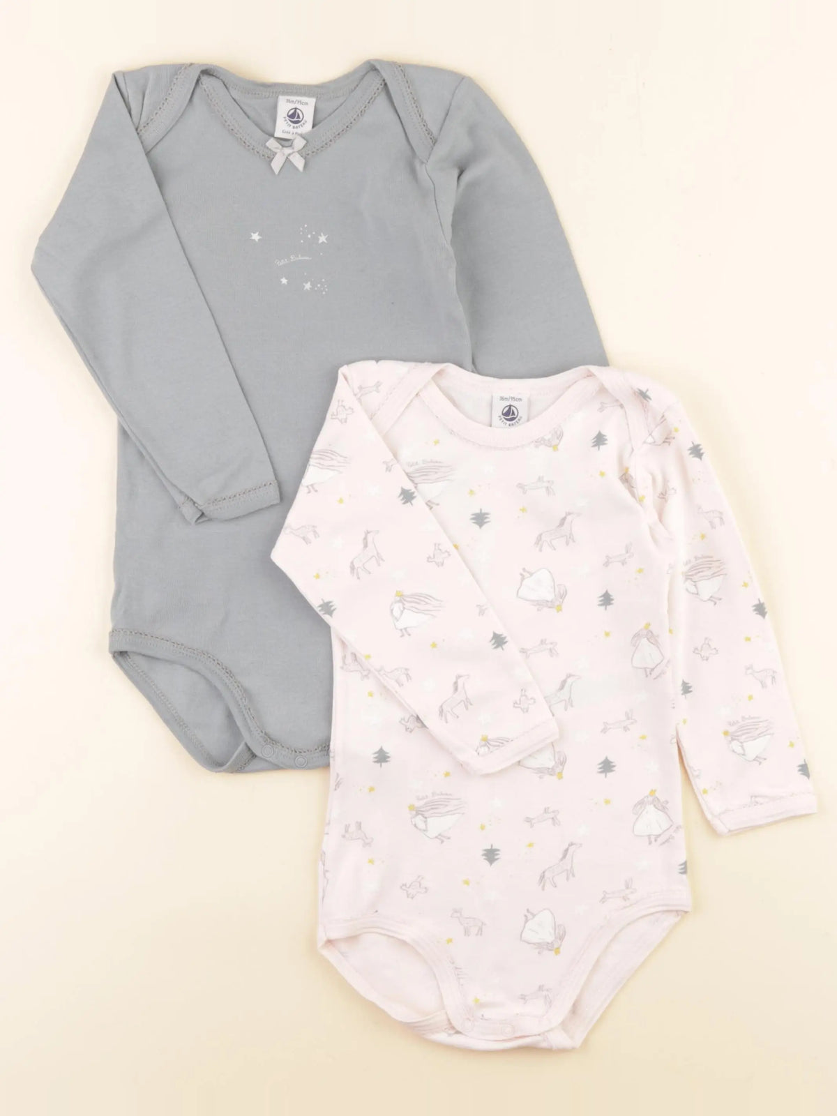 Petit Bateau - lot de 2 bodies en coton multicolore - 36 mois