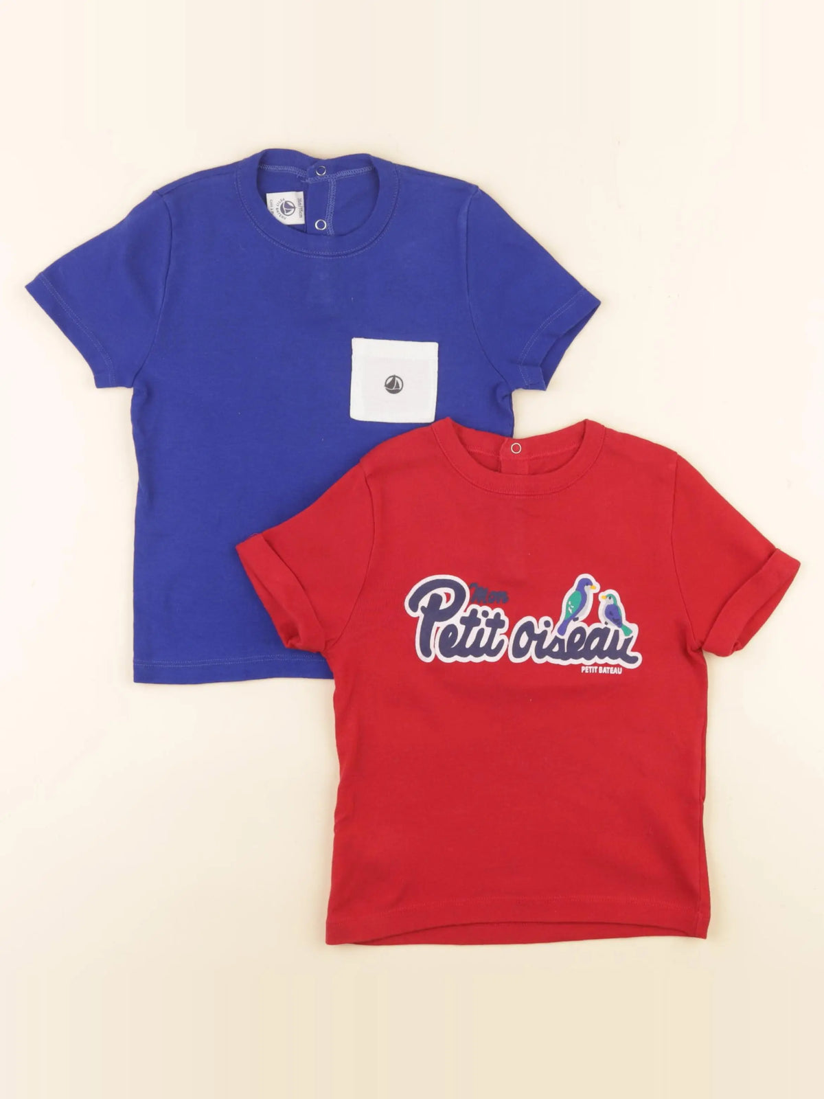 Petit Bateau - tee-shirt rouge, bleu - 36 mois