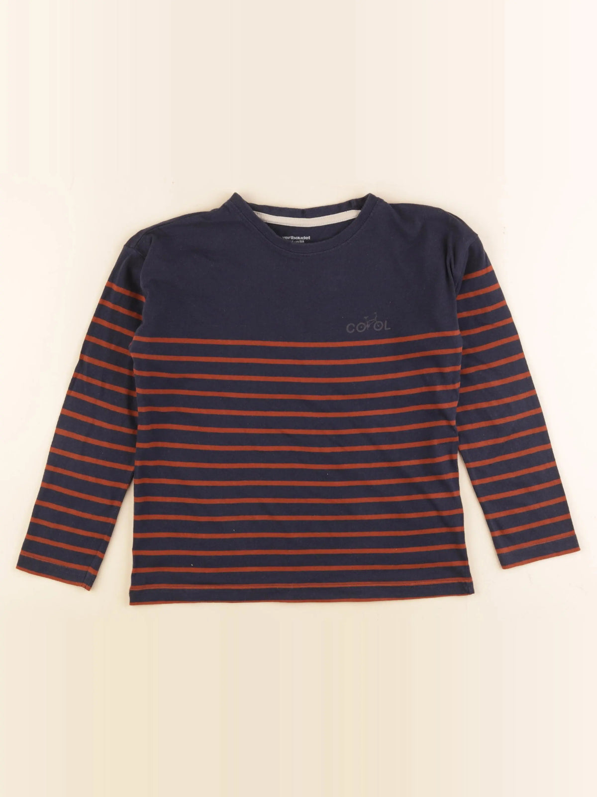 Vertbaudet - tee-shirt bleu, marron - 8 ans