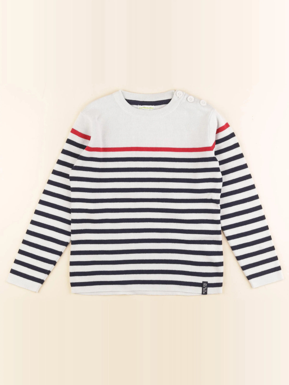 Vertbaudet - pull blanc, bleu - 8 ans