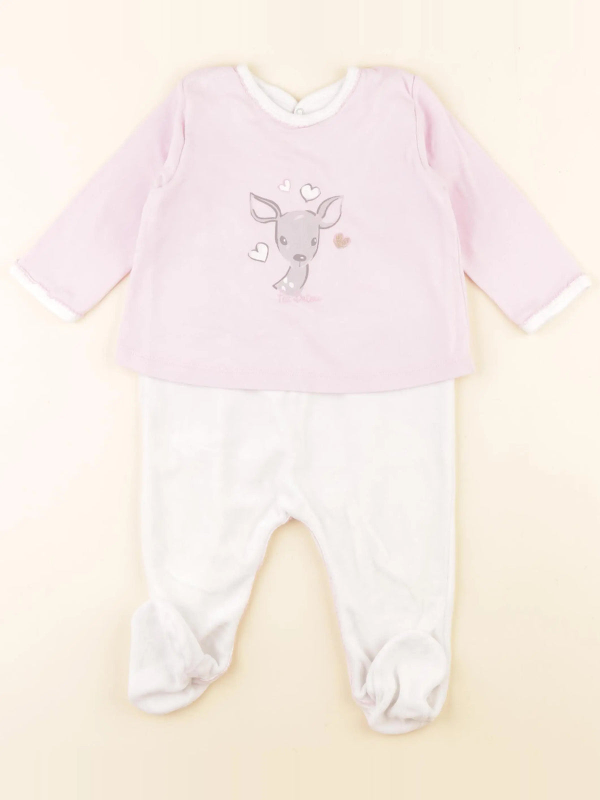 Petit Bateau - pyjama velours rose - 12 mois