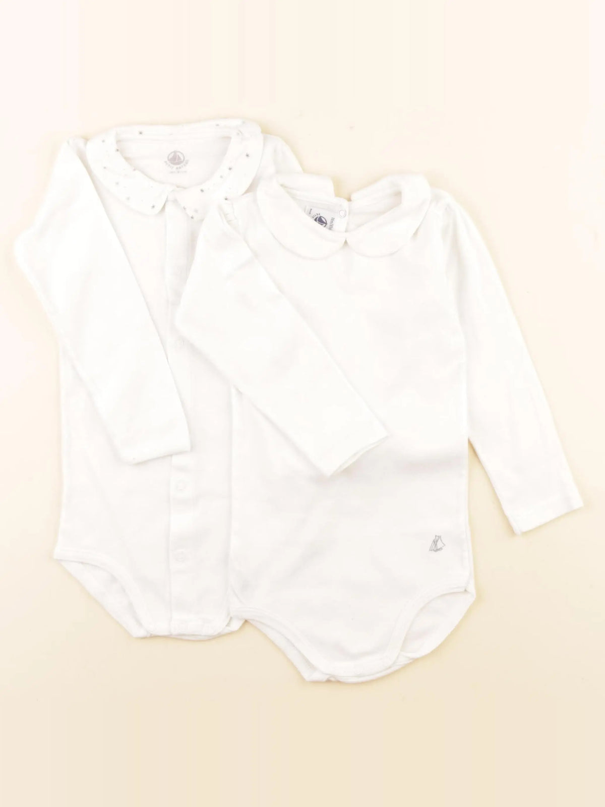 Petit Bateau - lot de 2 bodies en coton blanc - 18 mois