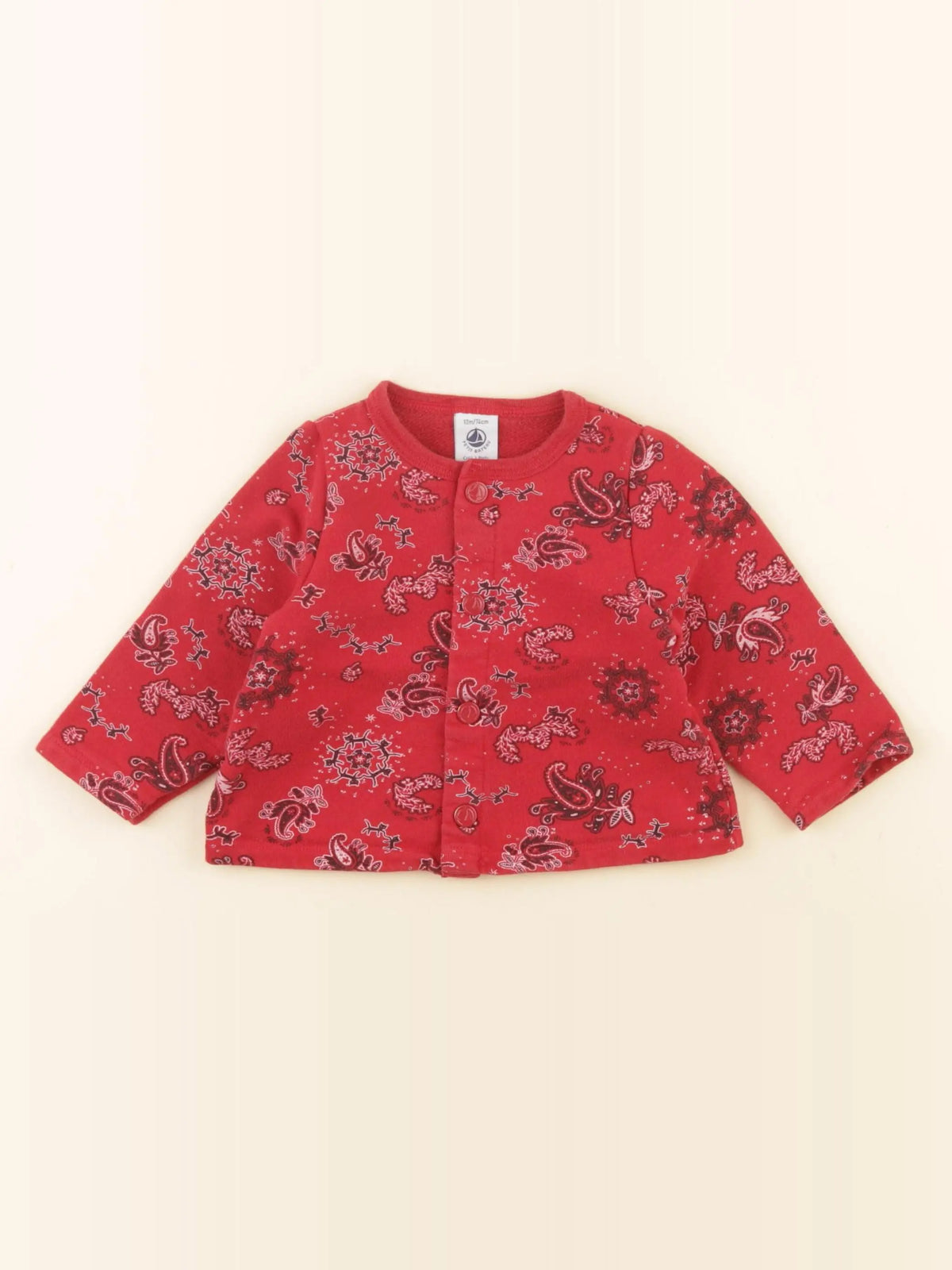 Petit Bateau - sweat rouge - 12 mois
