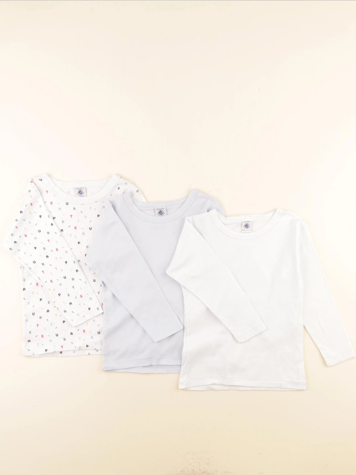 Petit Bateau - lot de 3 maillots de corps bleu, blanc - 5 ans