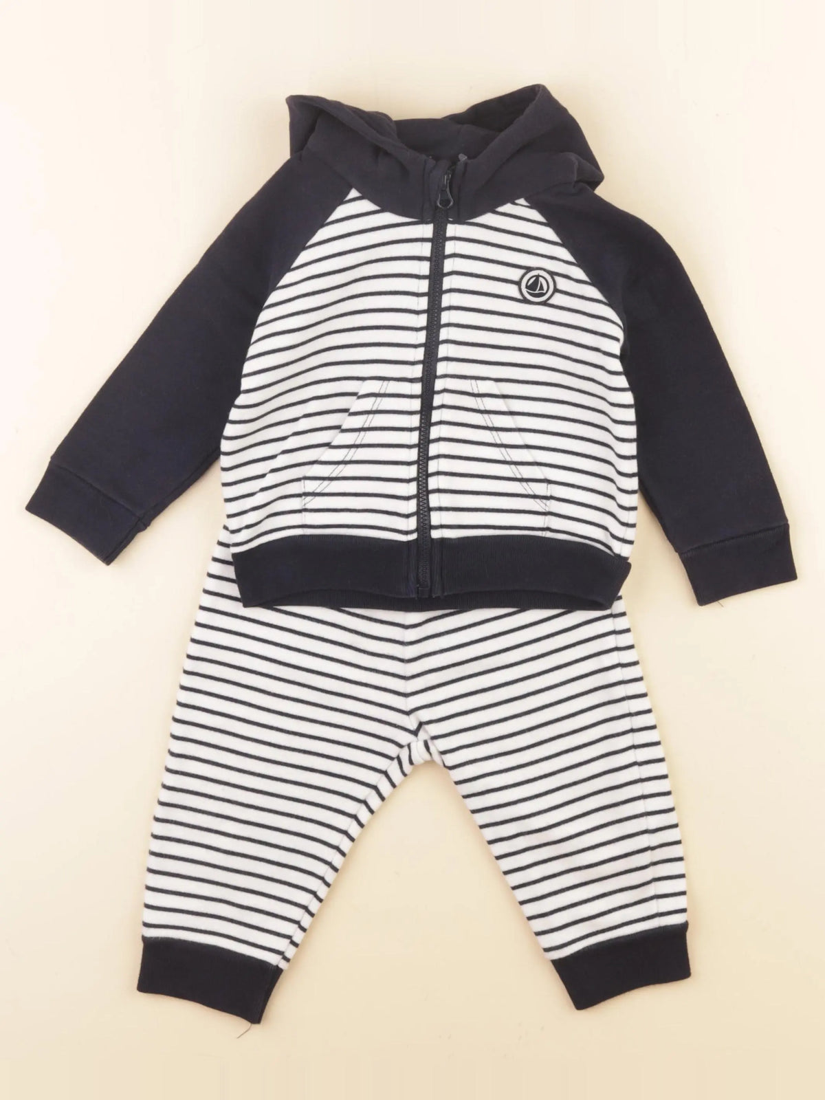 Petit Bateau - ensemble bleu - 12 mois