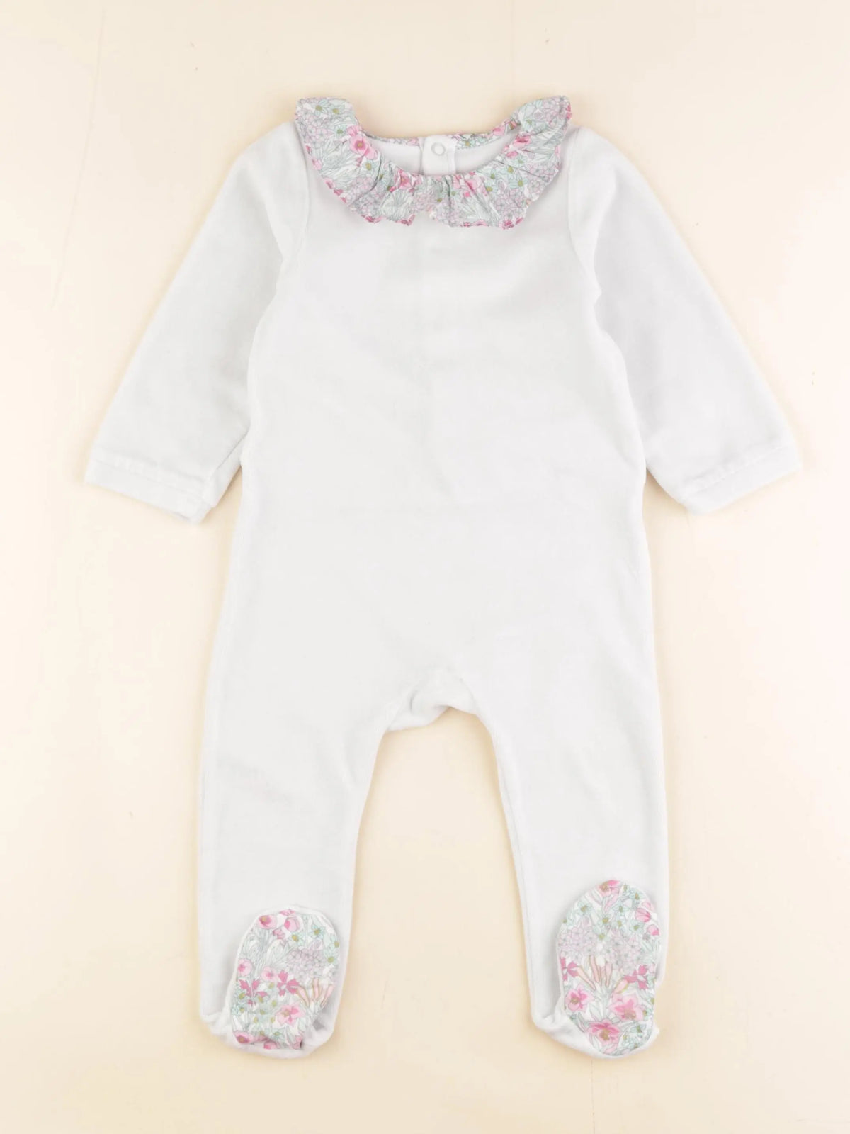Jacadi - pyjama liberty velours rose, vert - 18 mois