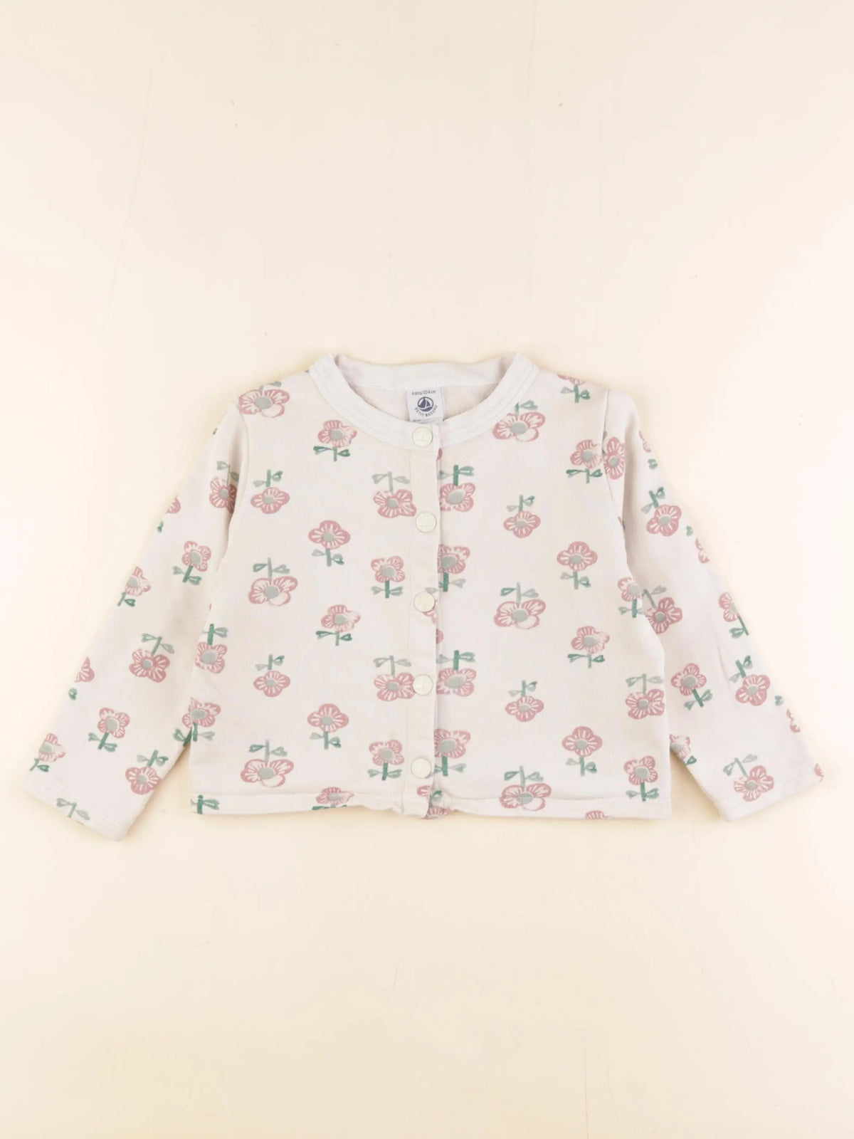 Petit Bateau - sweat beige, rose - 4 ans