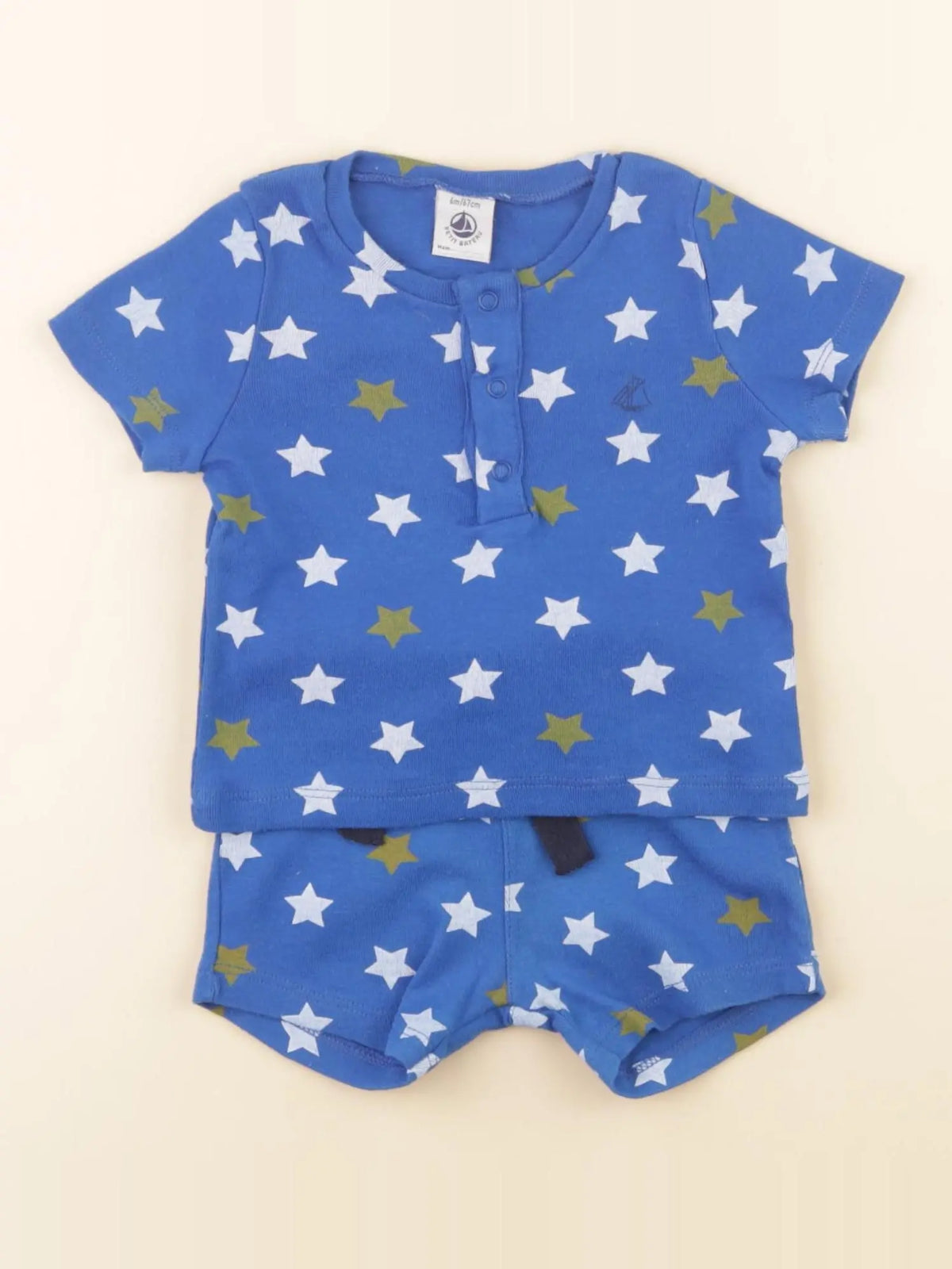 Petit Bateau - pyjama coton bleu - 6 mois