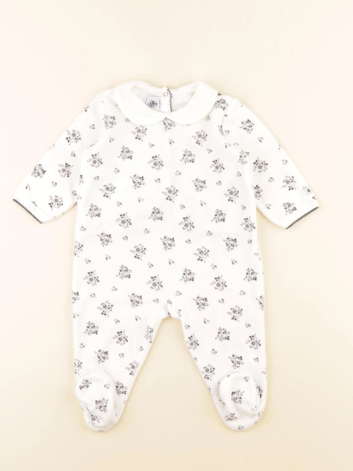 Petit Bateau - pyjama velours gris - 6 mois