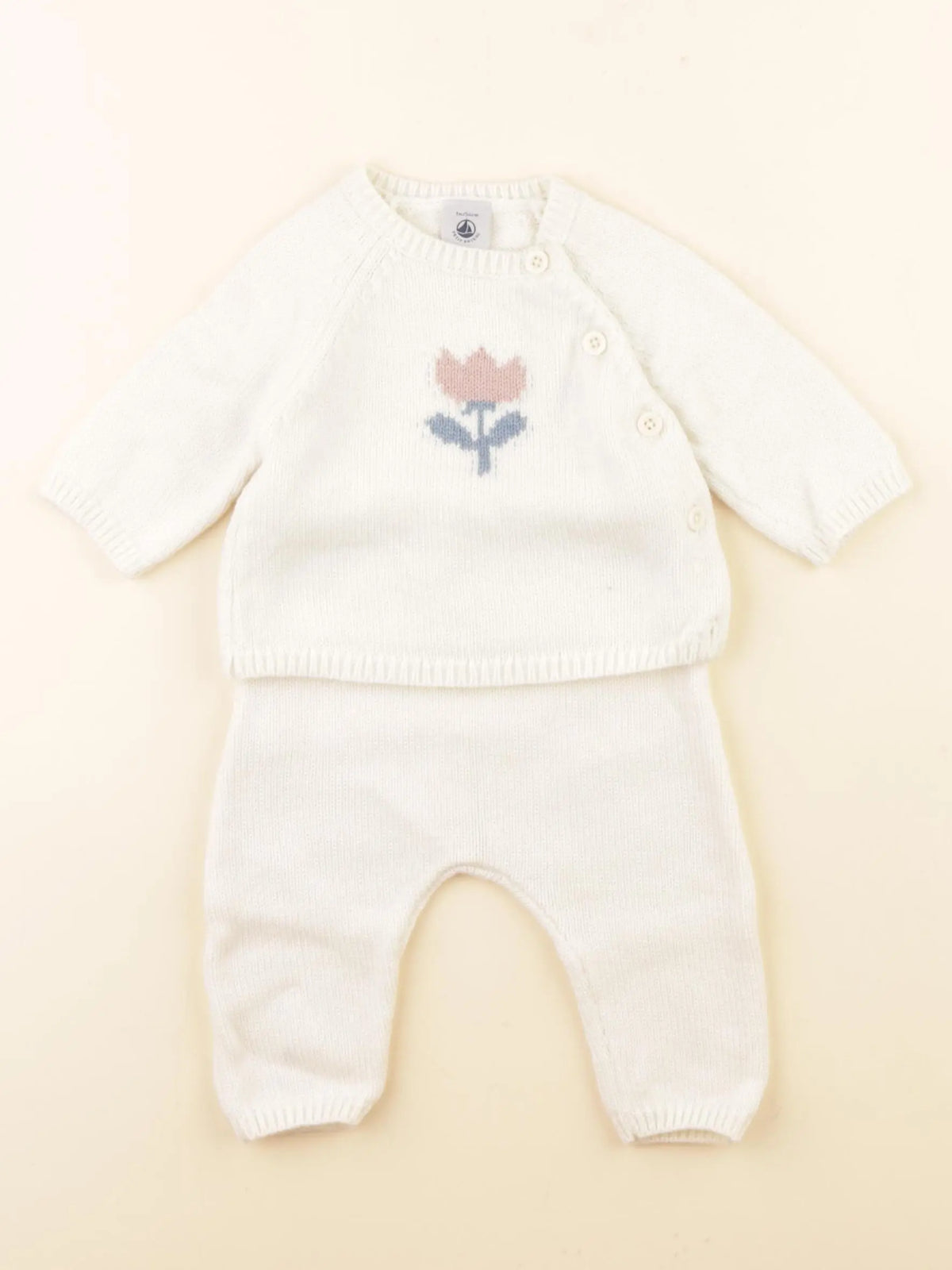 Petit Bateau - ensemble beige - 1 mois
