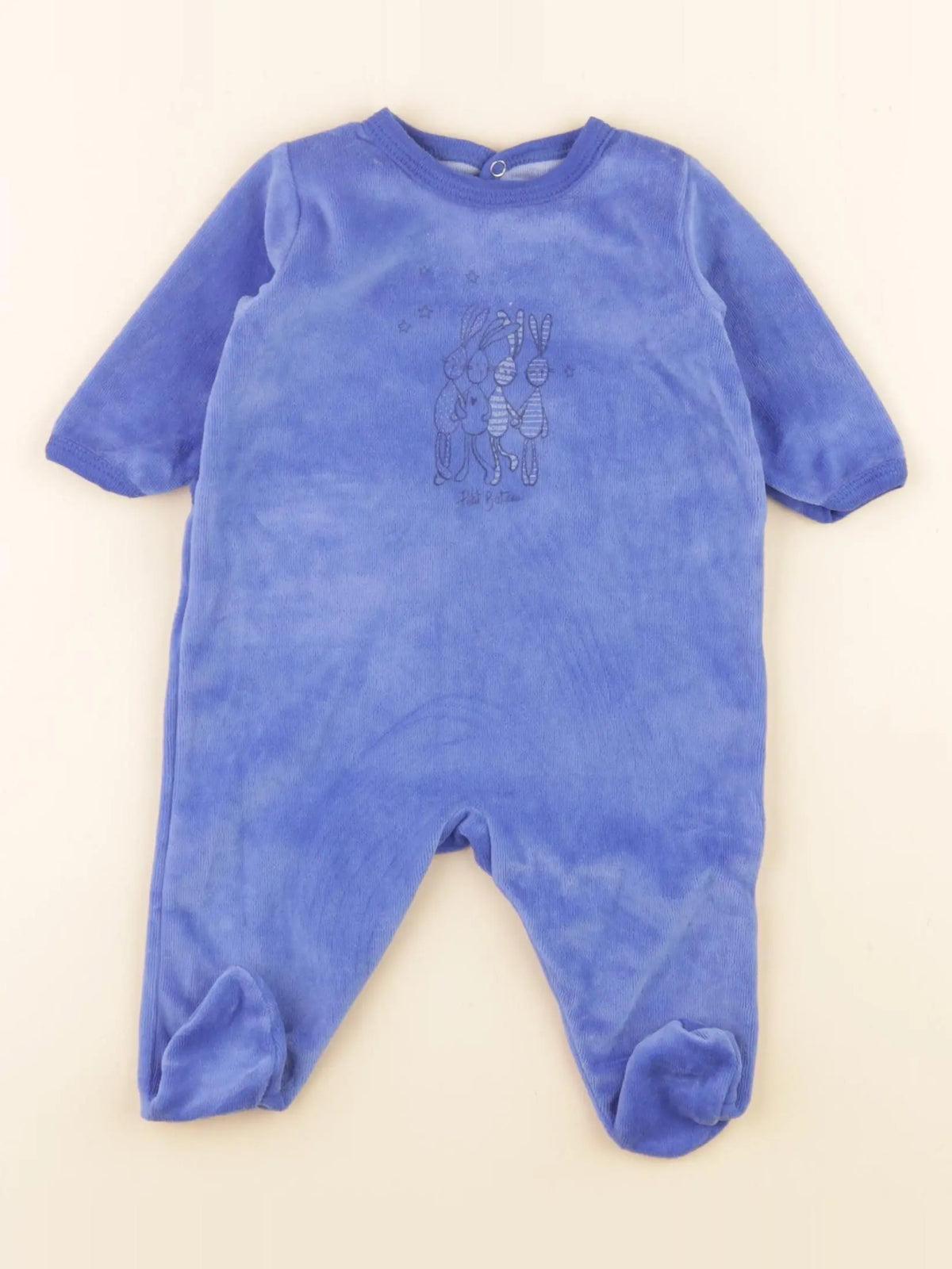 Petit Bateau - pyjama velours bleu - 3 mois
