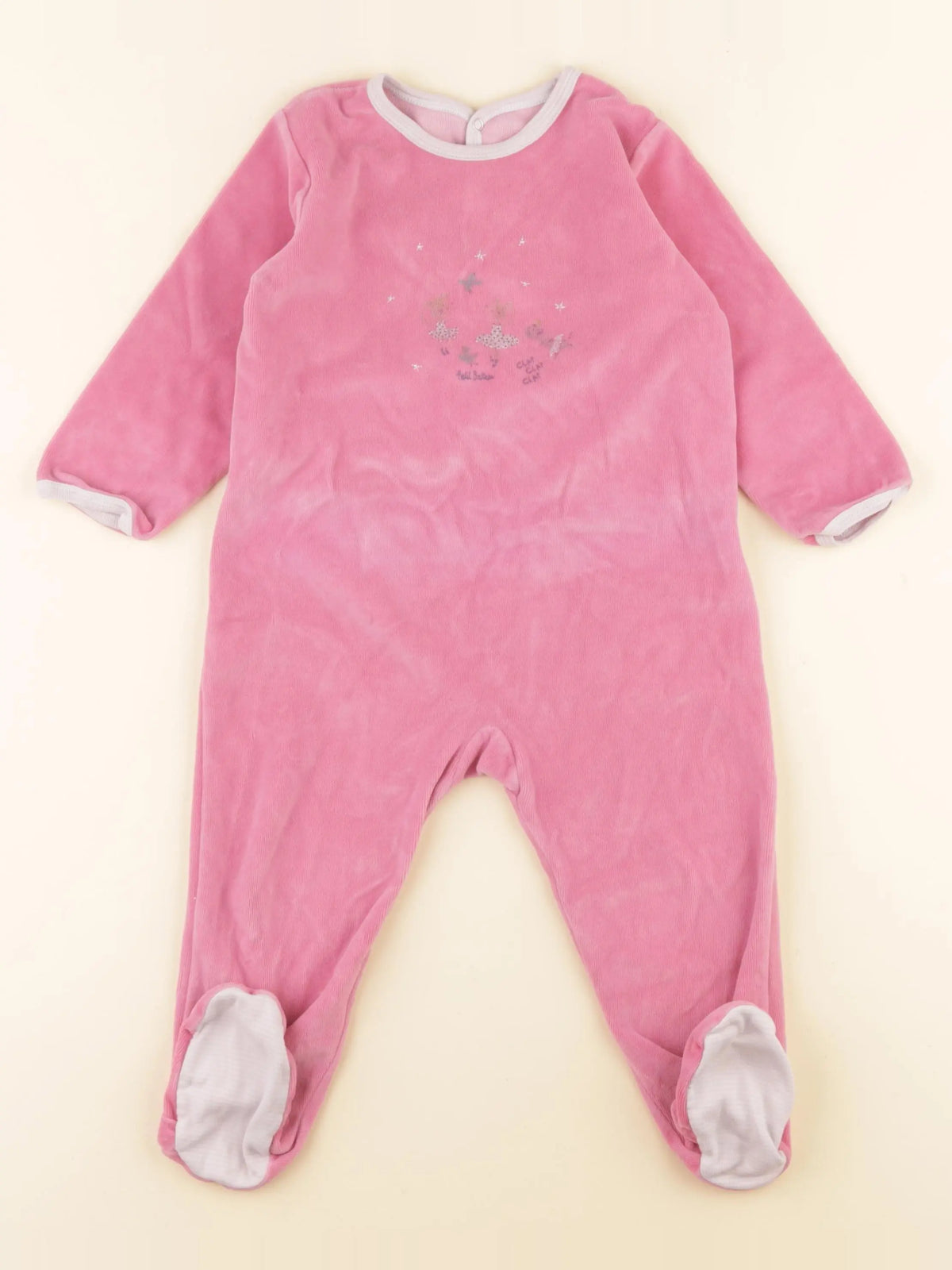 Petit Bateau - pyjama velours rose - 24 mois