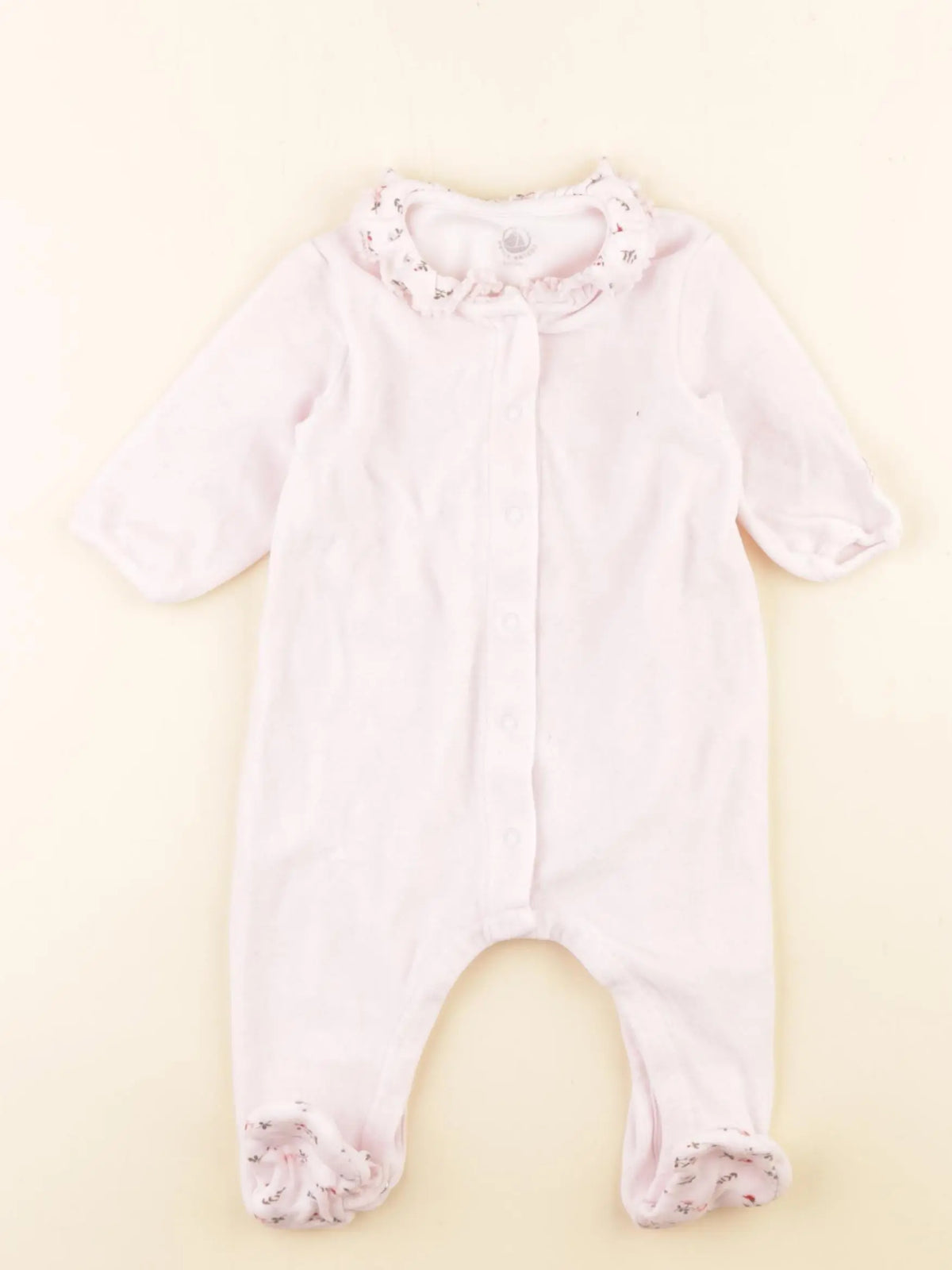 Petit Bateau - pyjama velours rose - 3 mois