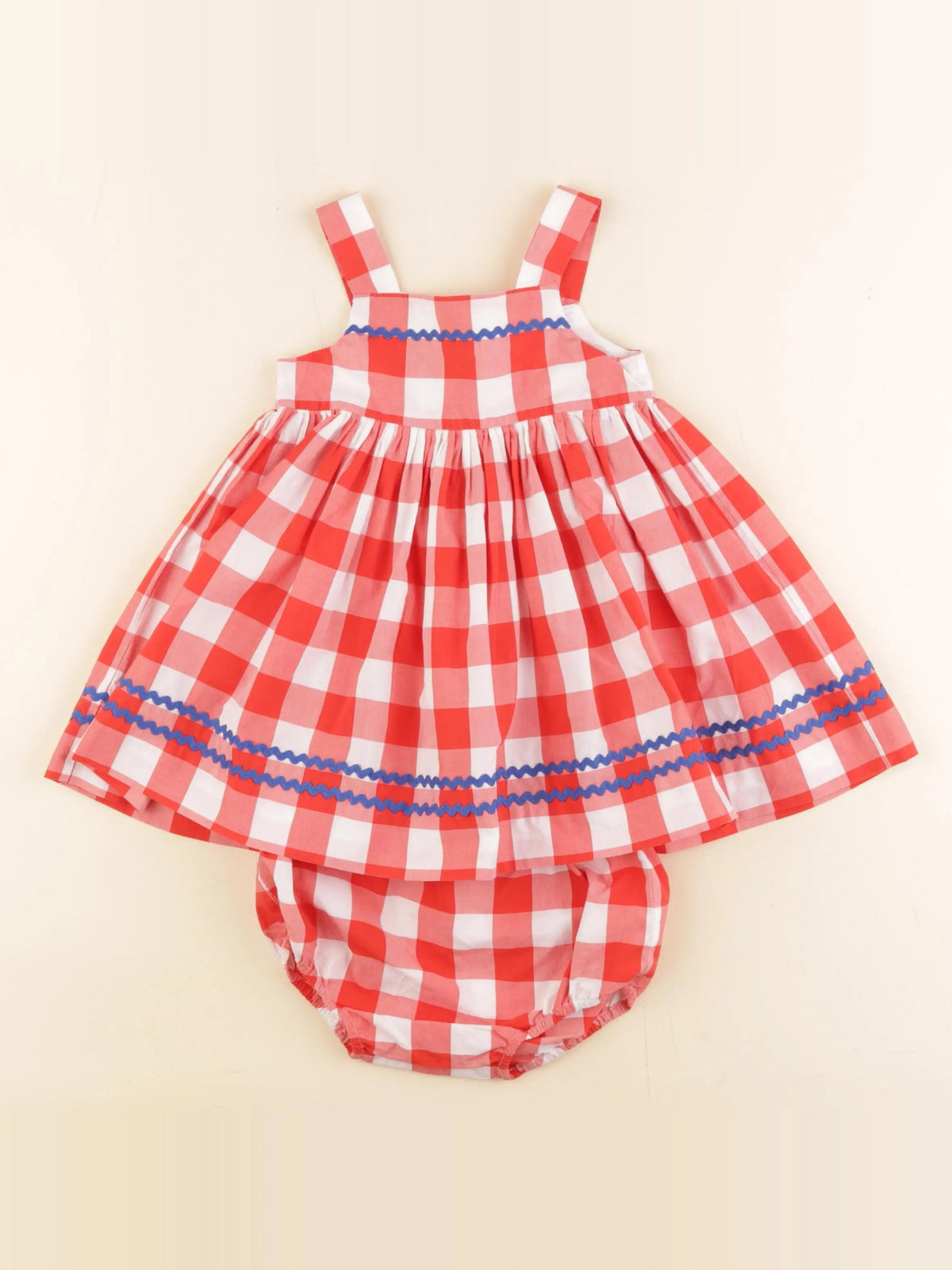 Jacadi - robe orange, blanc - 18 mois