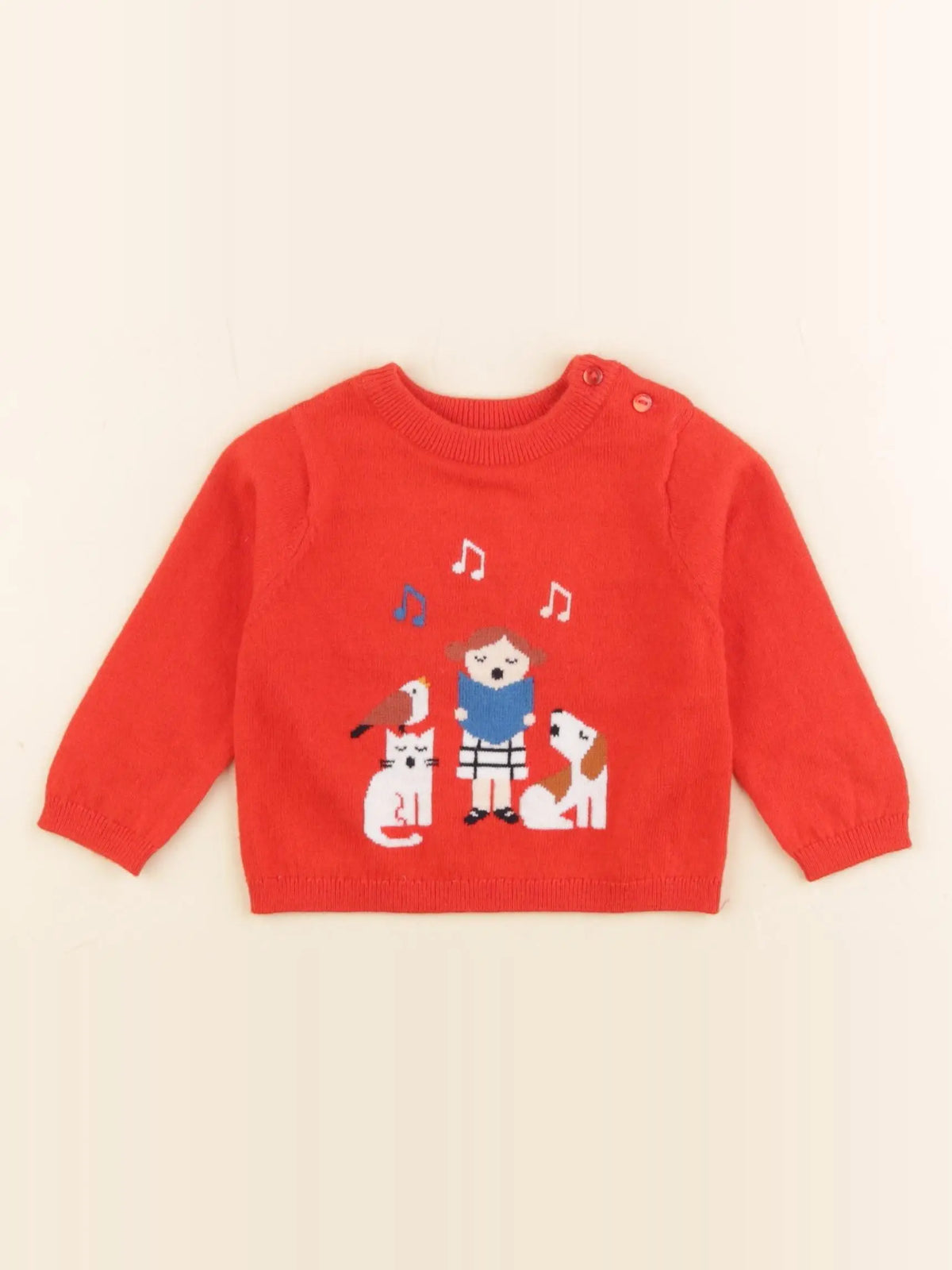 Jacadi - pull orange - 6 mois