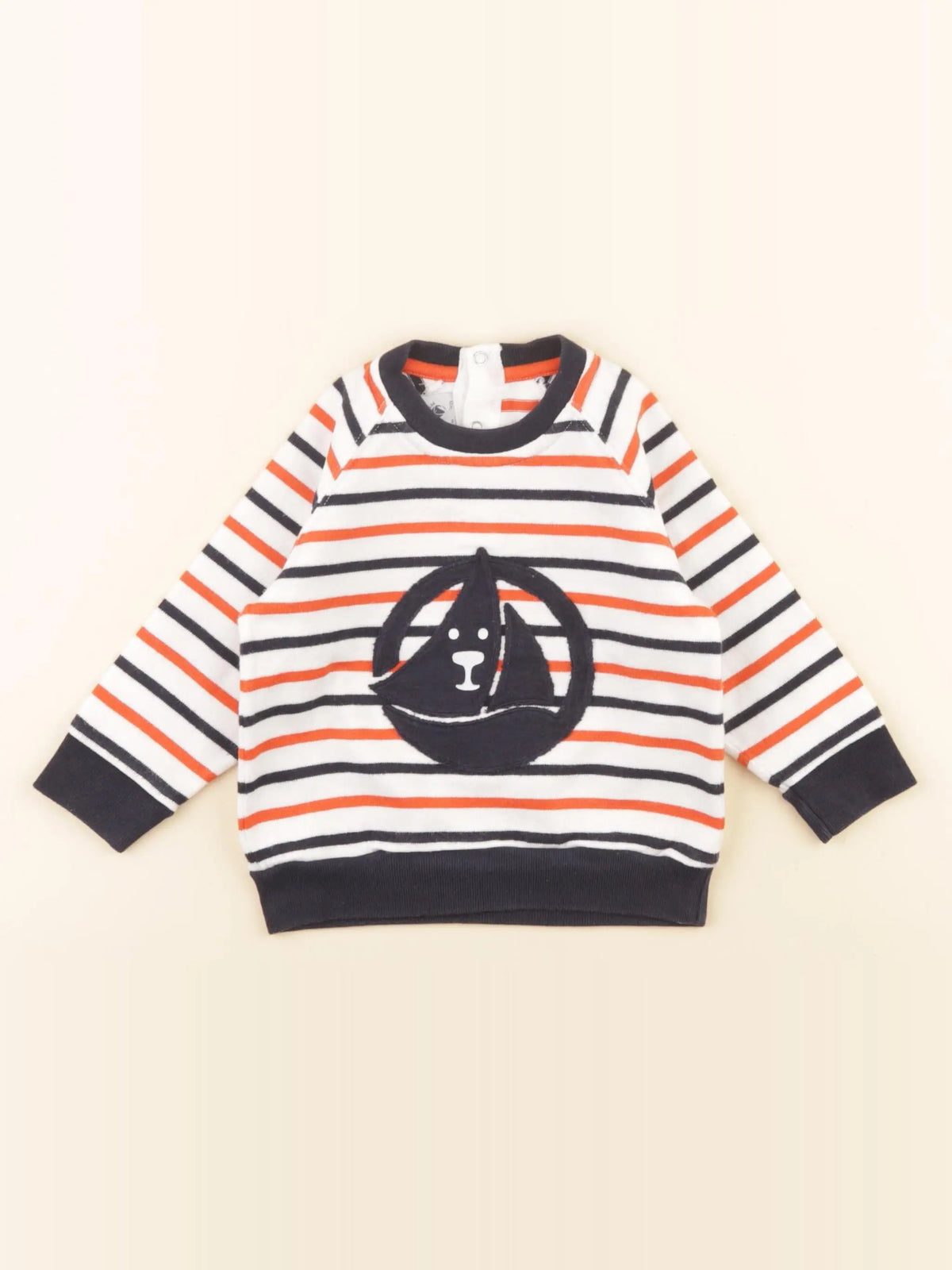 Petit Bateau - sweat bleu, orange - 12 mois