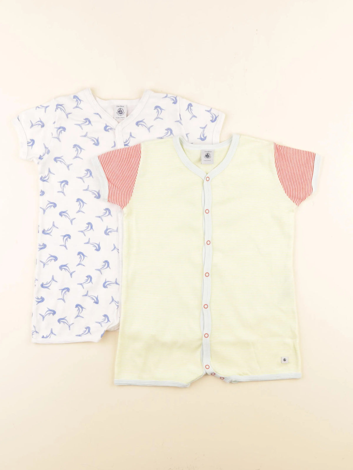 Petit Bateau - lot de 2 pyjamas coton bleu, jaune - 24 mois