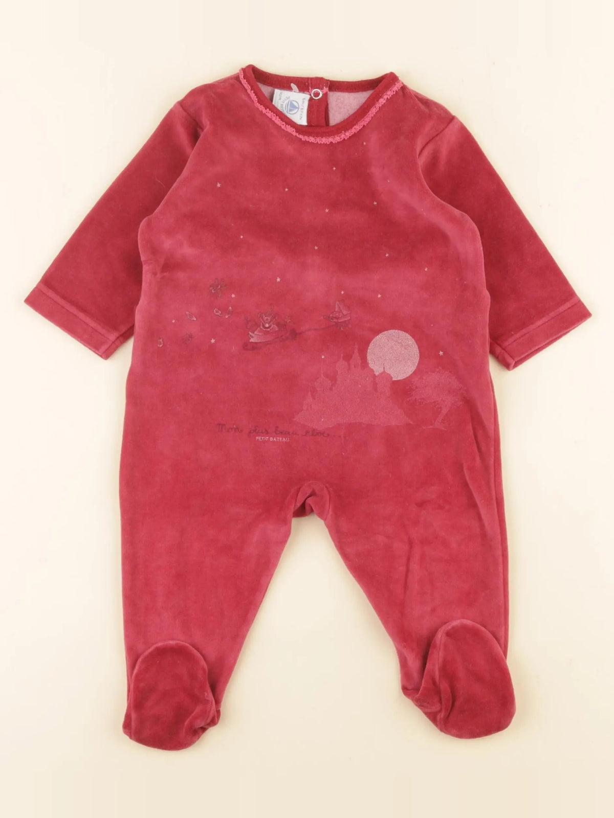 Petit Bateau - pyjama velours rouge - 6 mois