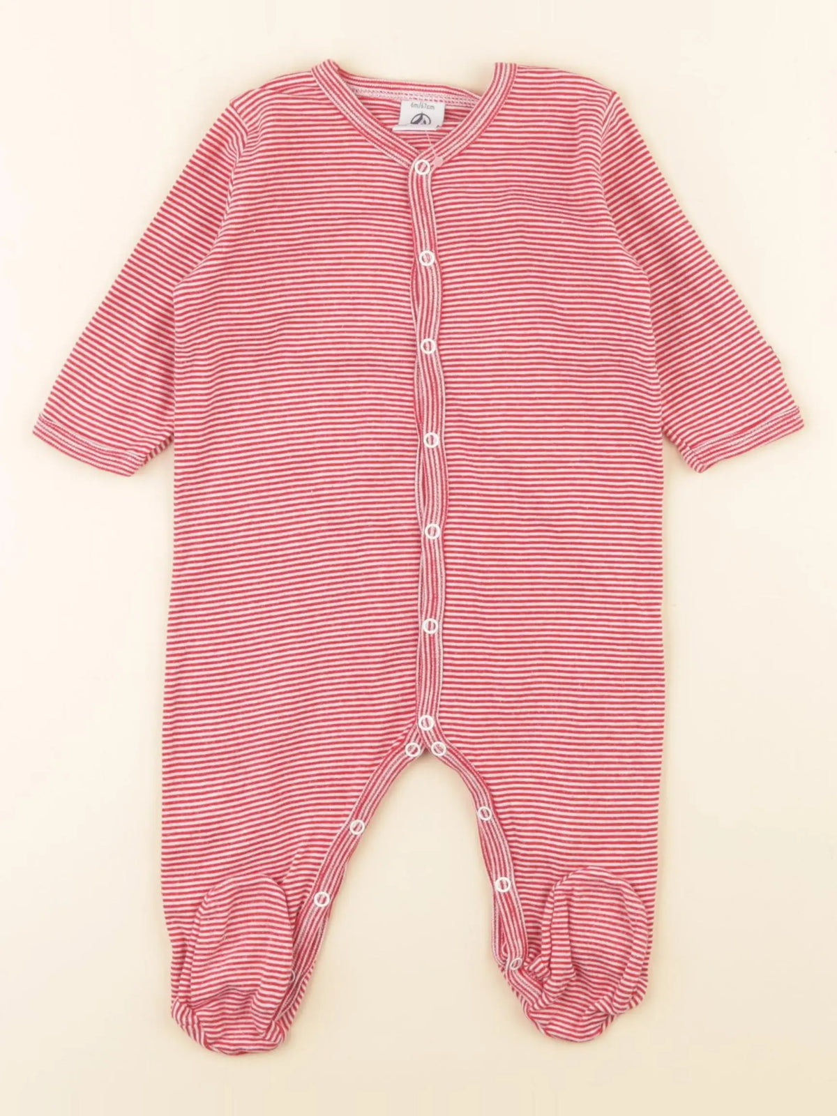 Petit Bateau - pyjama coton rouge - 6 mois