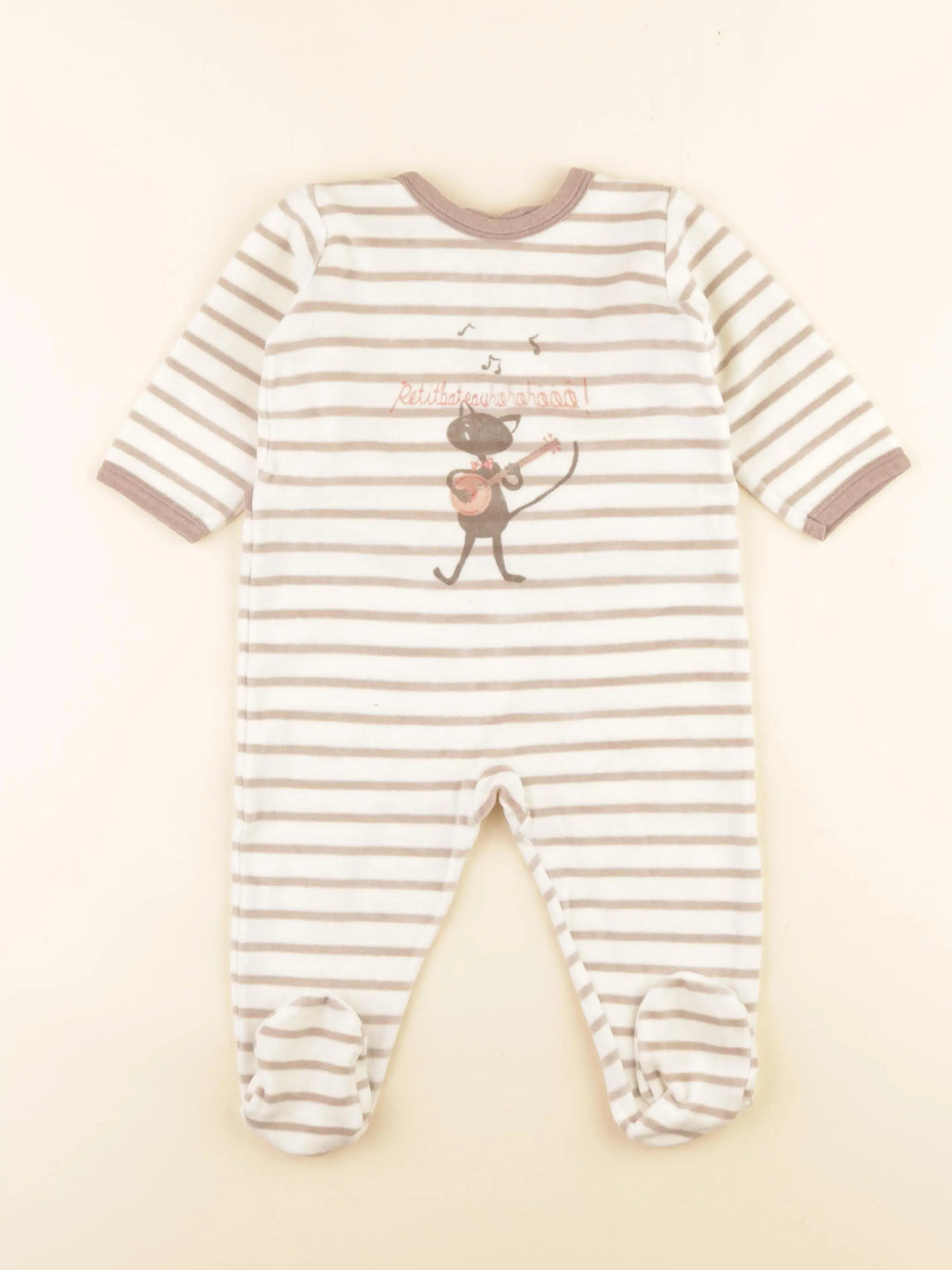 Petit Bateau - pyjama coton beige, marron - 12 mois