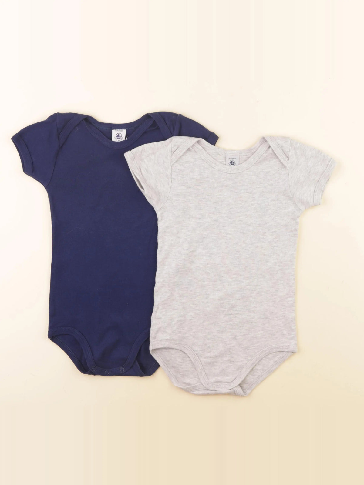Petit Bateau - lot de 2 bodies en coton bleu, gris - 36 mois