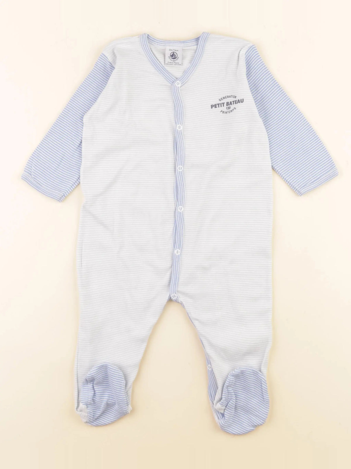 Petit Bateau - pyjama coton bleu - 12 mois