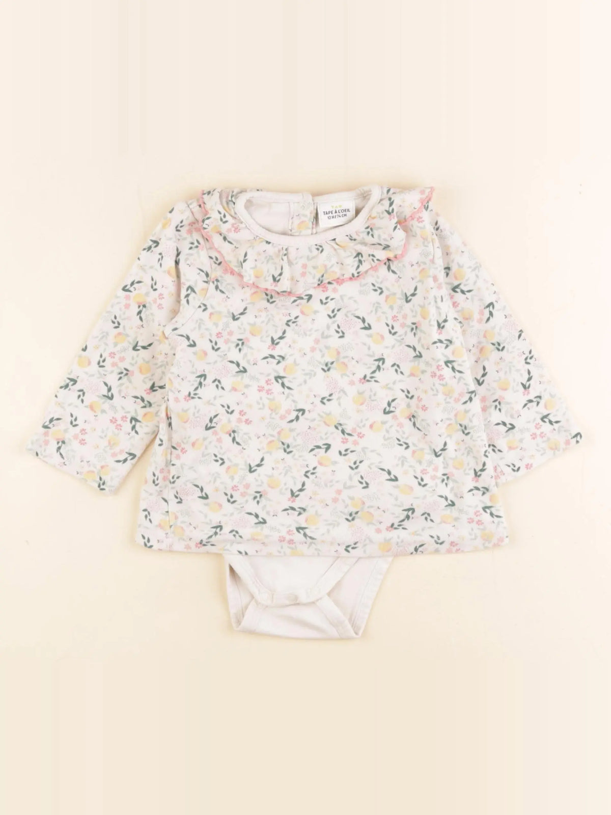 Tape à l'oeil - body tee-shirt beige, rose - 12 mois