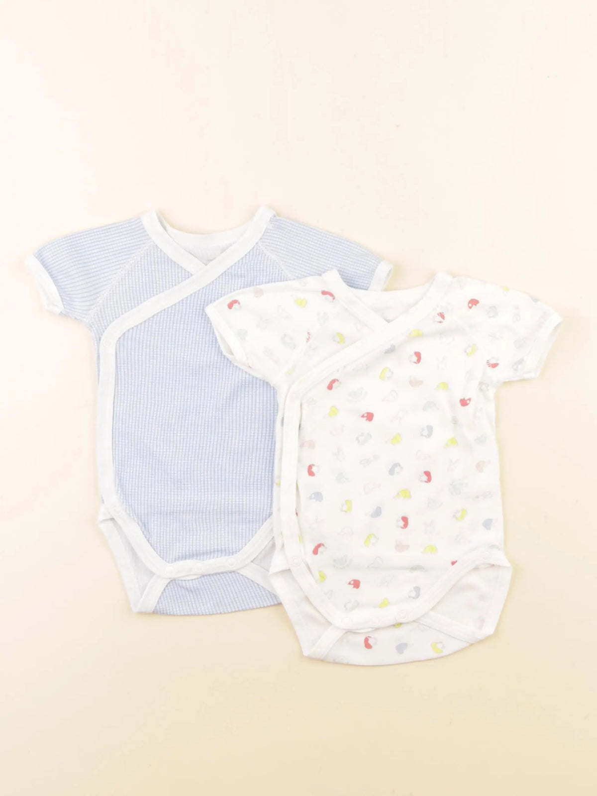Petit Bateau - lot de 2 bodies en coton bleu - 3 mois