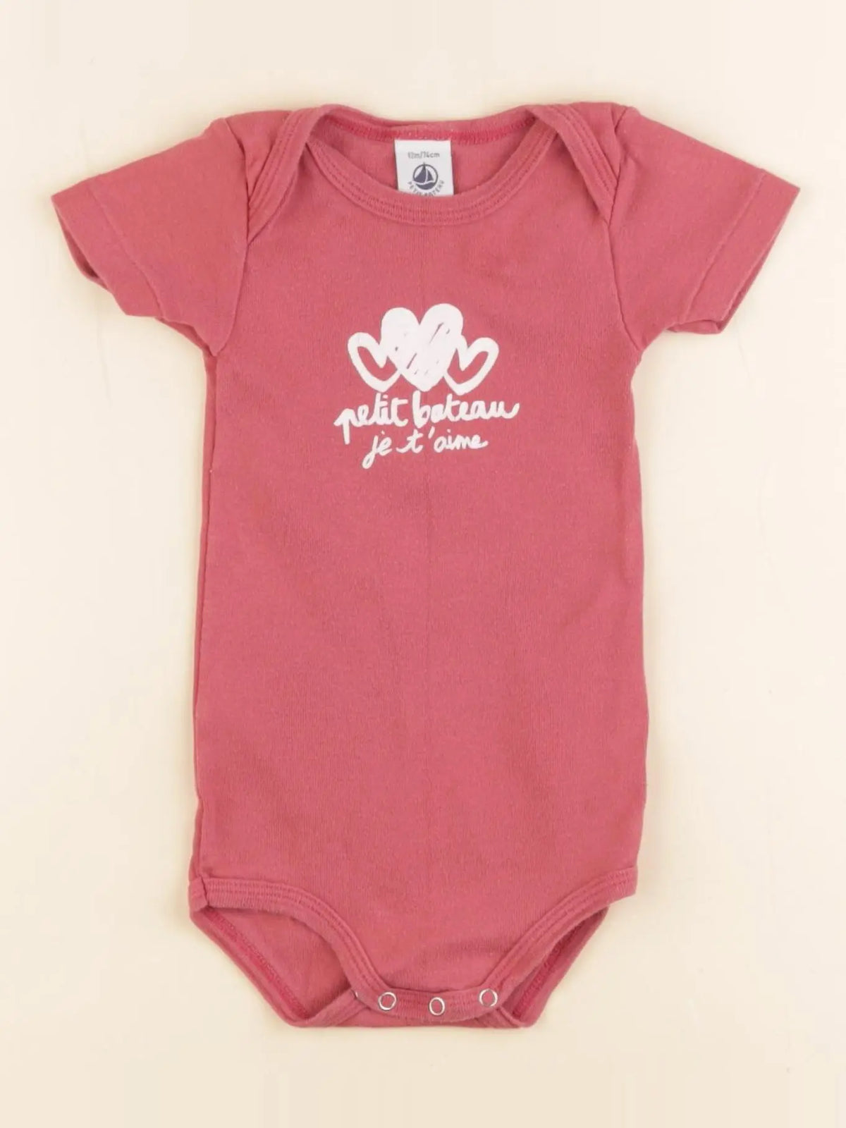 Petit Bateau - body rose - 12 mois
